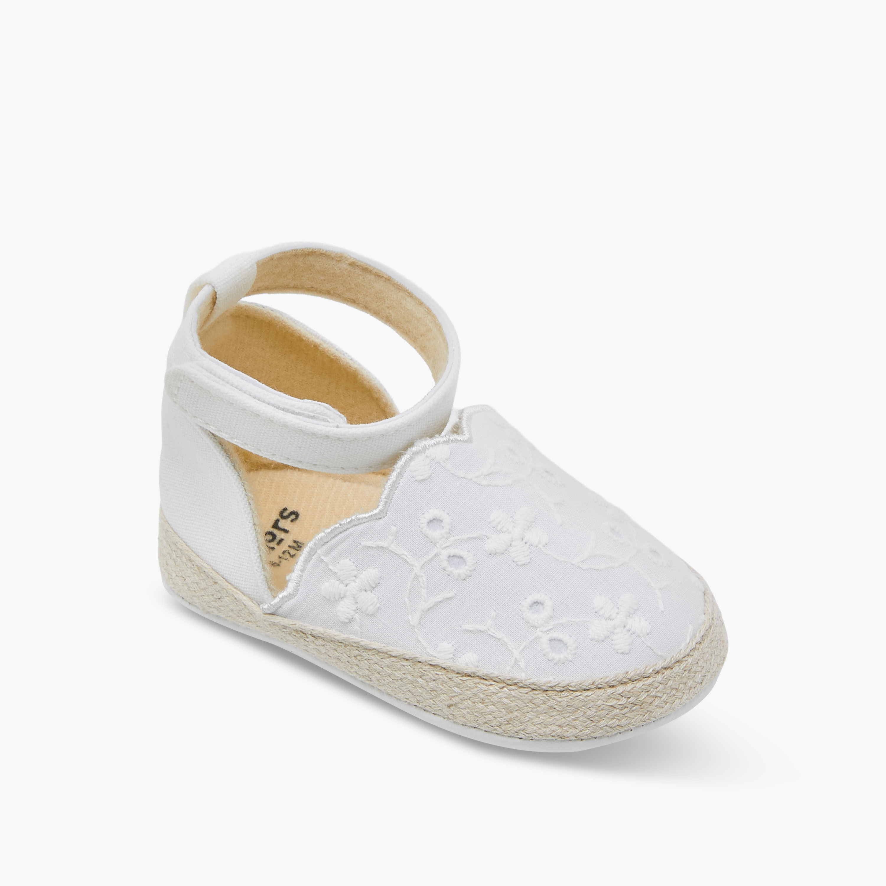 Juniors Soft Shoes with Hook and Loop Closure, Embroidered Design-baby-girls-shoes-closedshoes-image-2