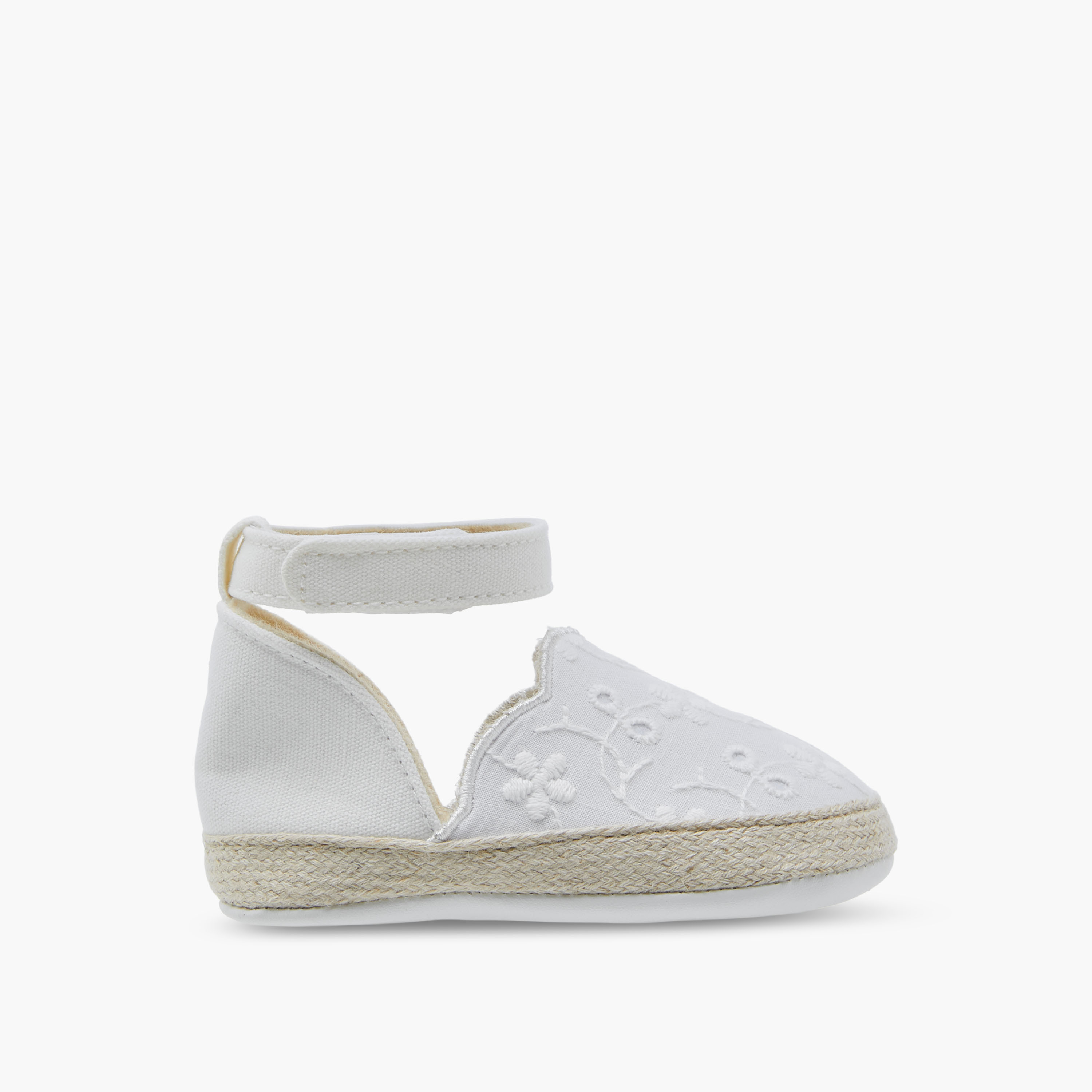 Juniors Soft Shoes with Hook and Loop Closure, Embroidered Design-baby-girls-shoes-closedshoes-image-3