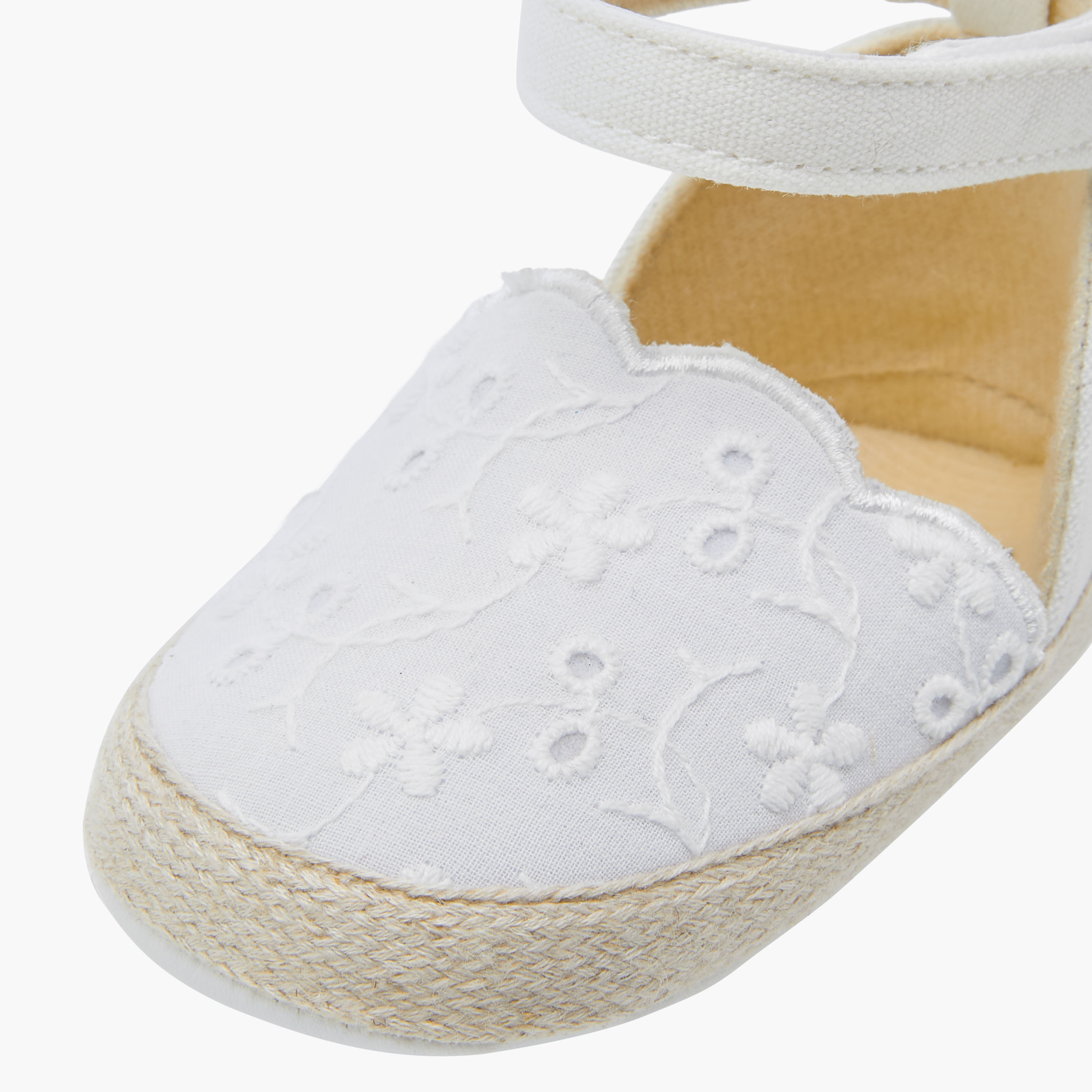 Juniors Soft Shoes with Hook and Loop Closure, Embroidered Design-baby-girls-shoes-closedshoes-image-4