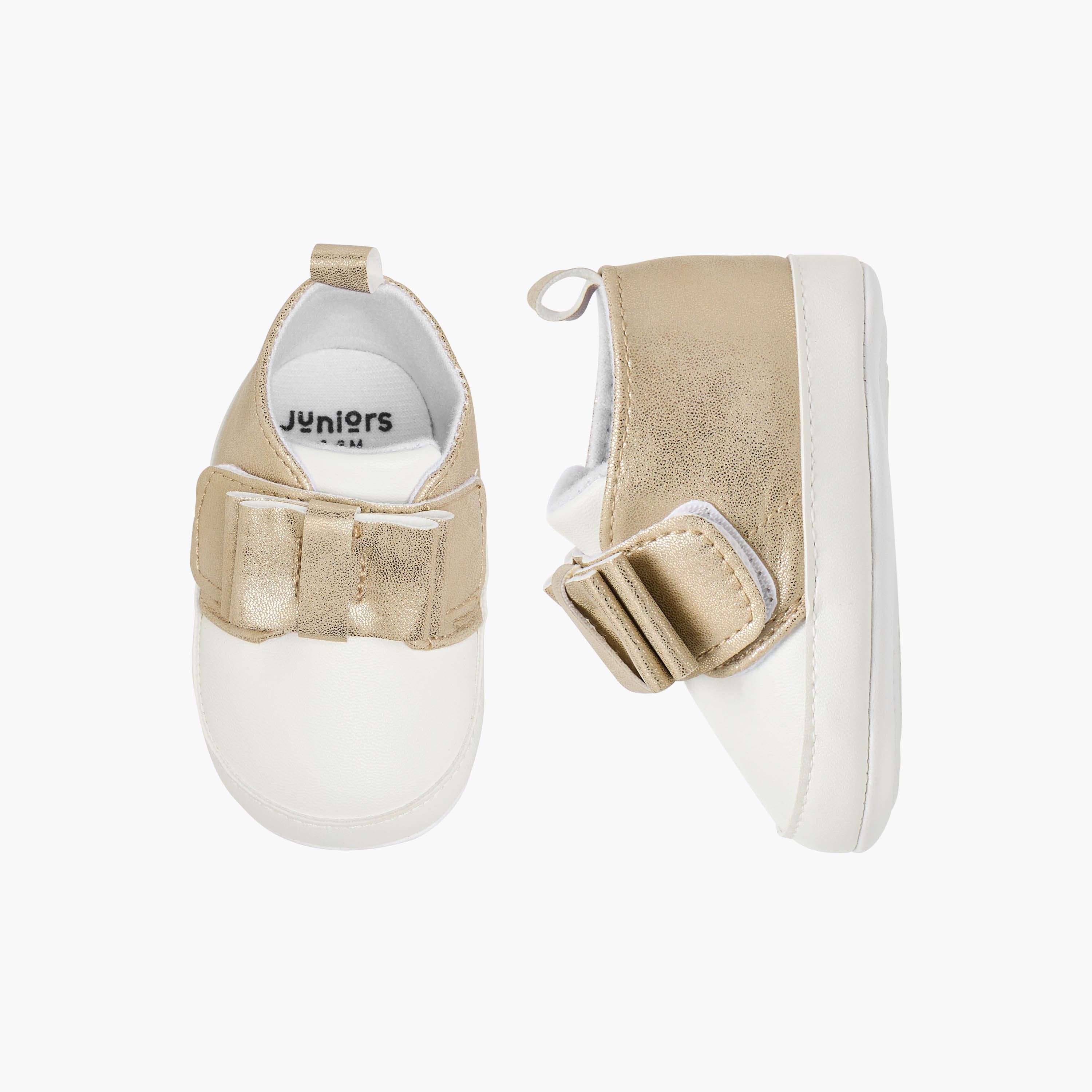 Juniors Bow Accent Booties with Hook and Loop Closure-baby-girls-shoes-booties-image-1