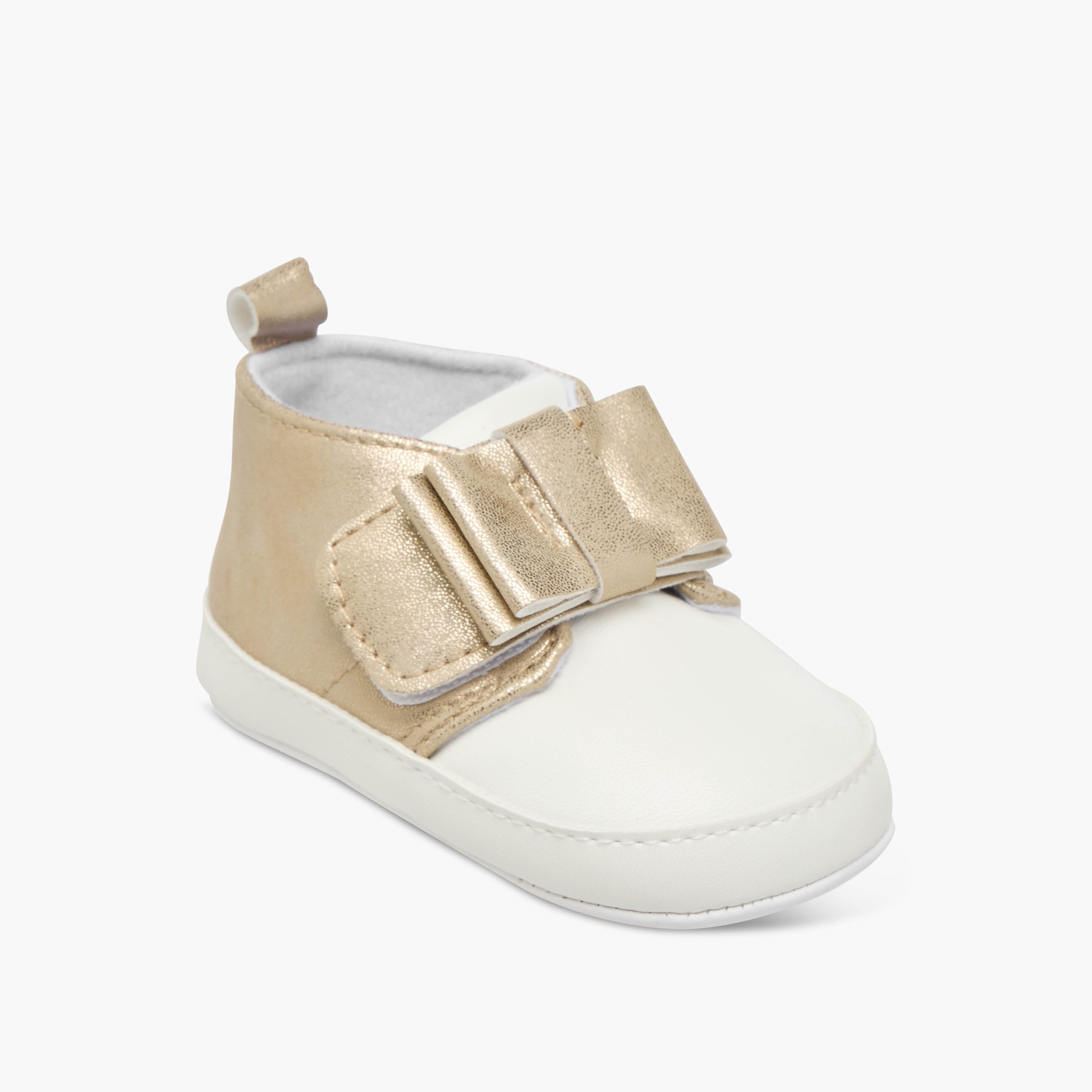 Juniors Bow Accent Booties with Hook and Loop Closure-baby-girls-shoes-booties-image-2