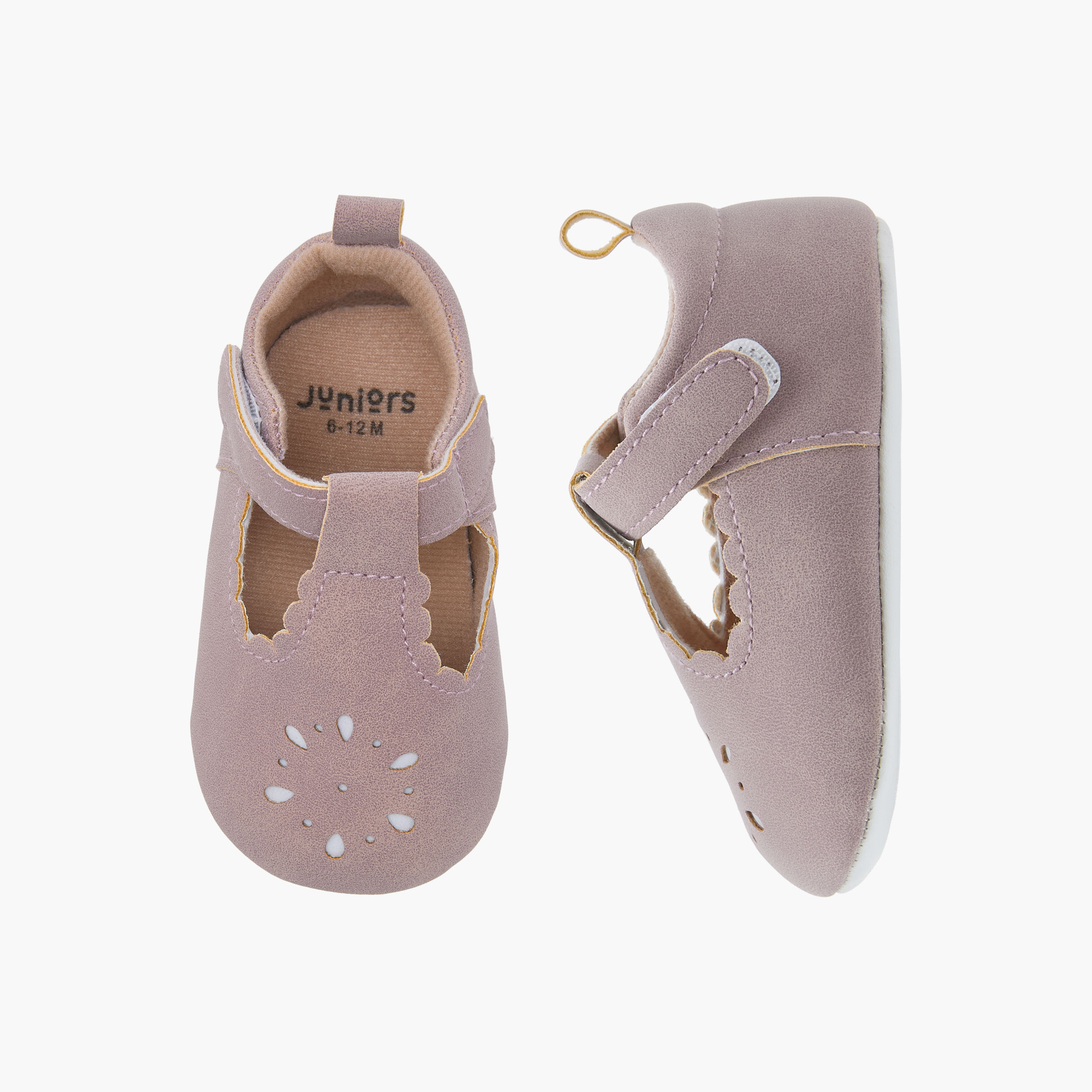Juniors Booties with Hook and Loop Closure, Cutout Design-baby-girls-shoes-booties-image-1