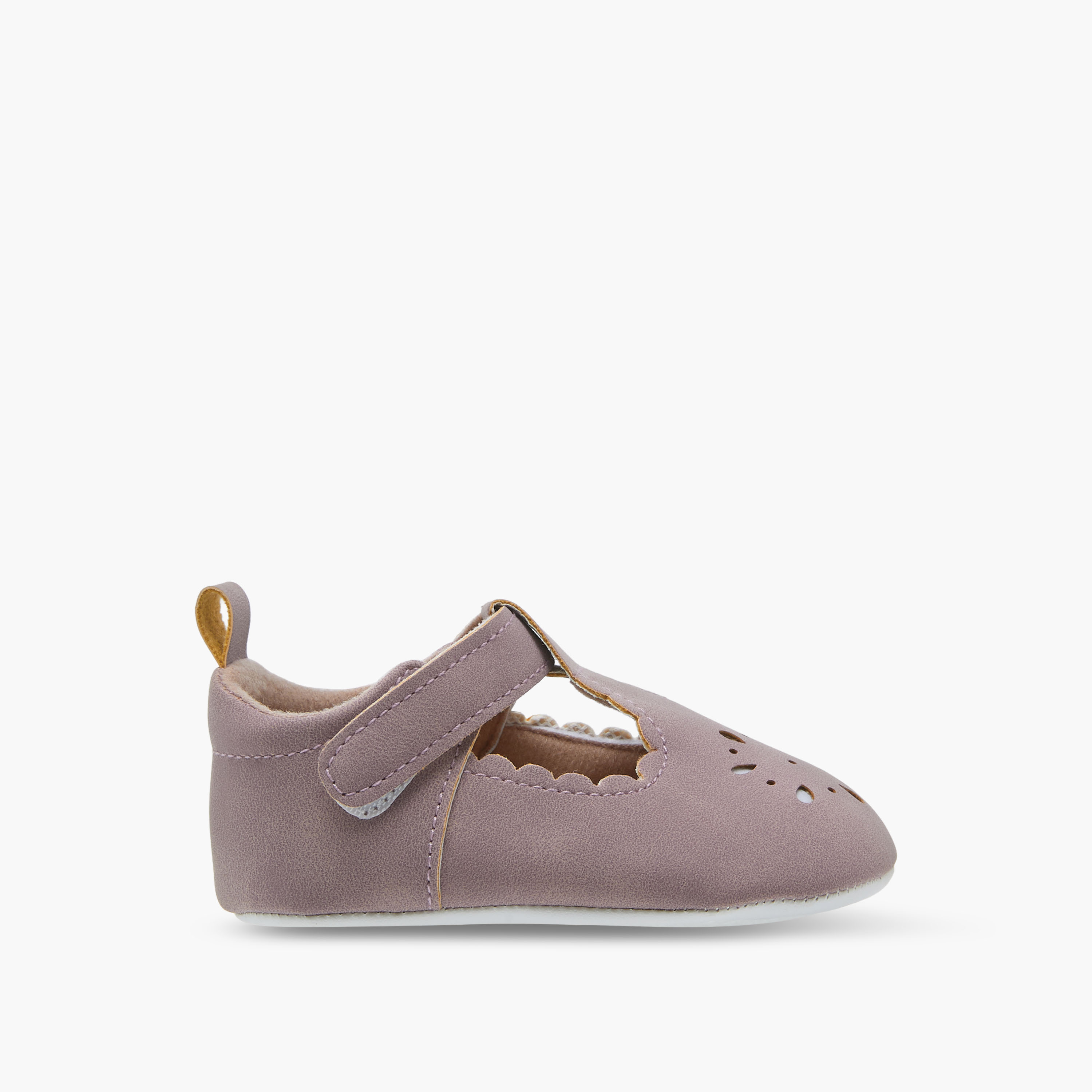 Juniors Booties with Hook and Loop Closure, Cutout Design-baby-girls-shoes-booties-image-3
