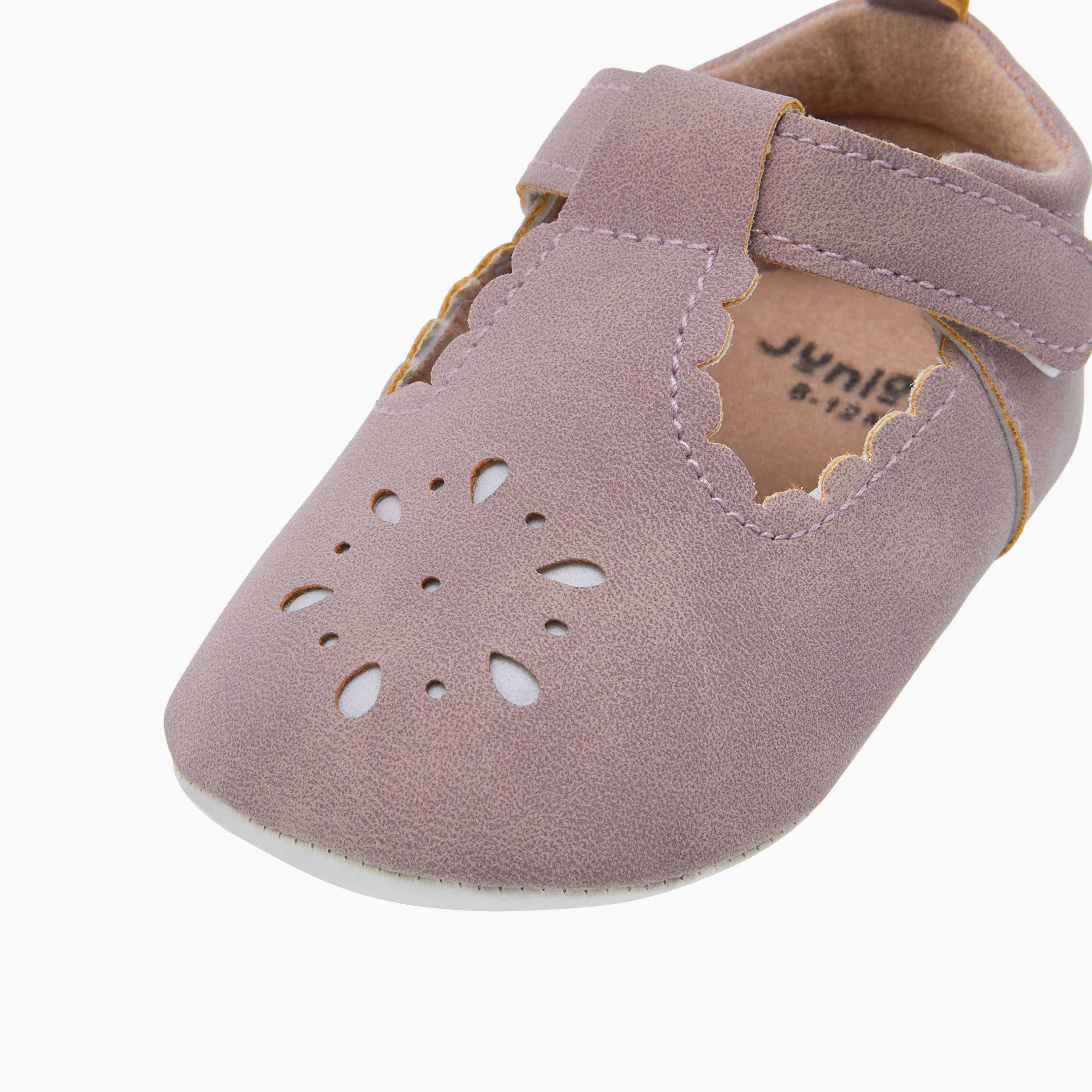Juniors Booties with Hook and Loop Closure, Cutout Design-baby-girls-shoes-booties-image-4