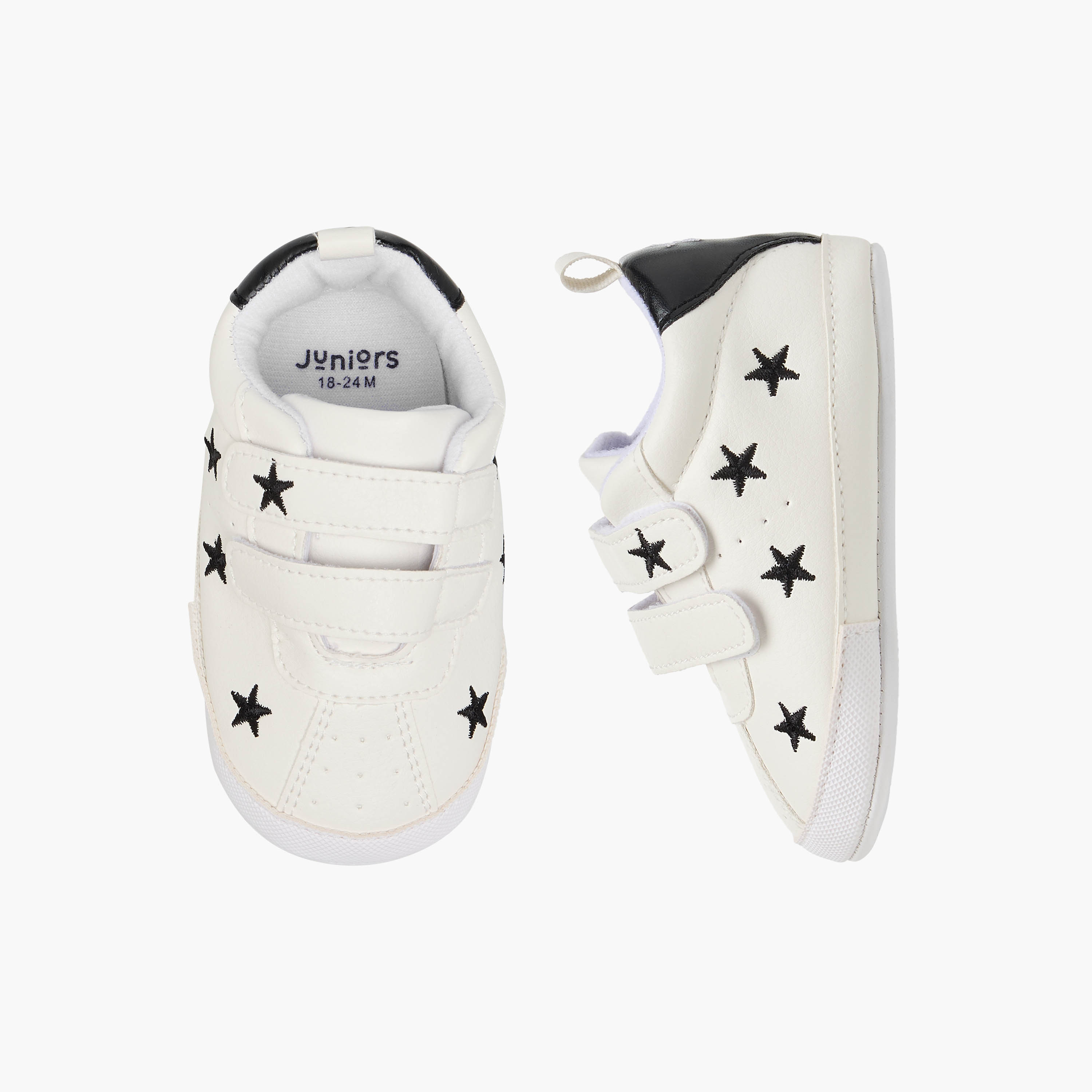 Juniors Star Embroidered Booties with Hook and Loop Closure-baby-boys-shoes-closedshoes-image-1
