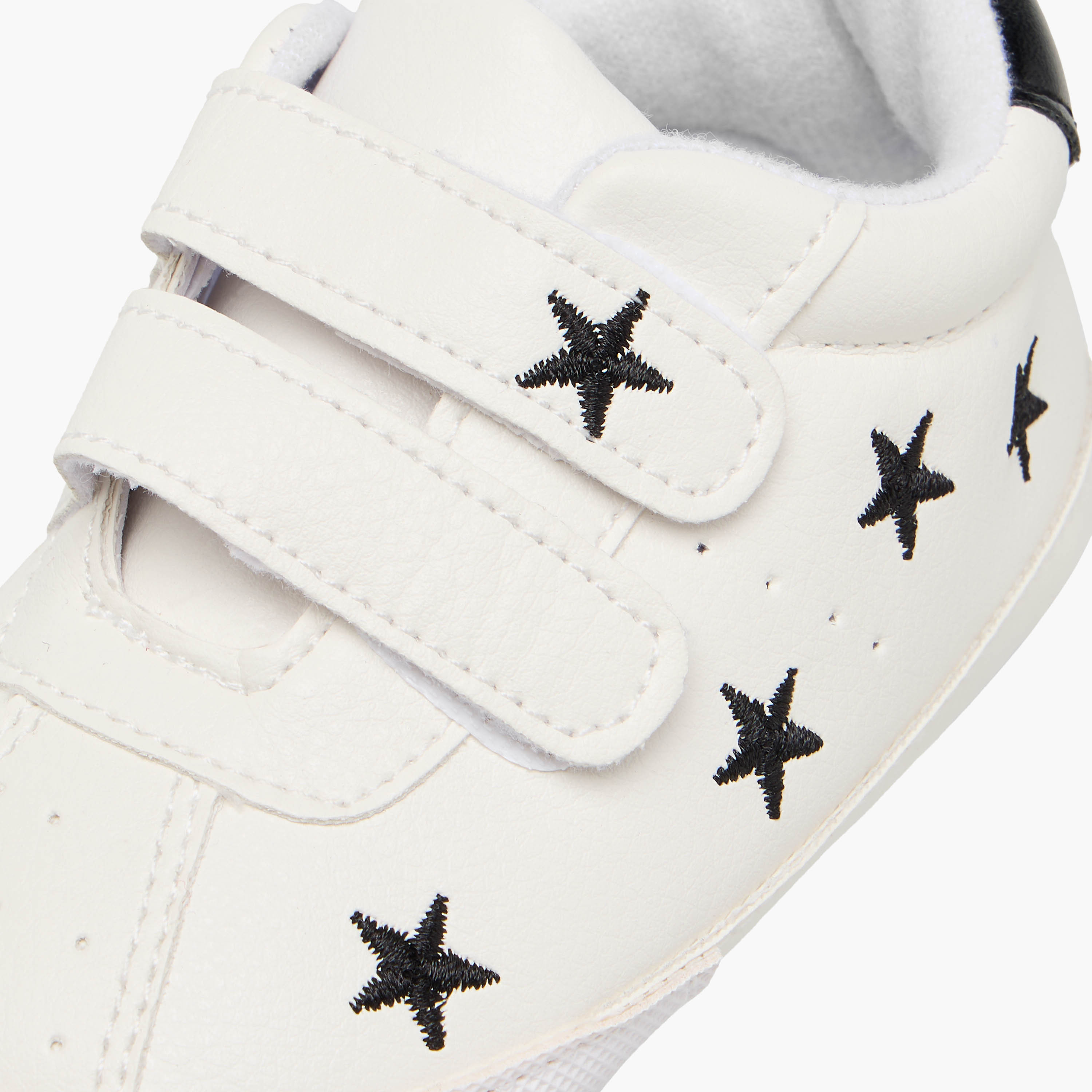 Juniors Star Embroidered Booties with Hook and Loop Closure-baby-boys-shoes-closedshoes-image-4