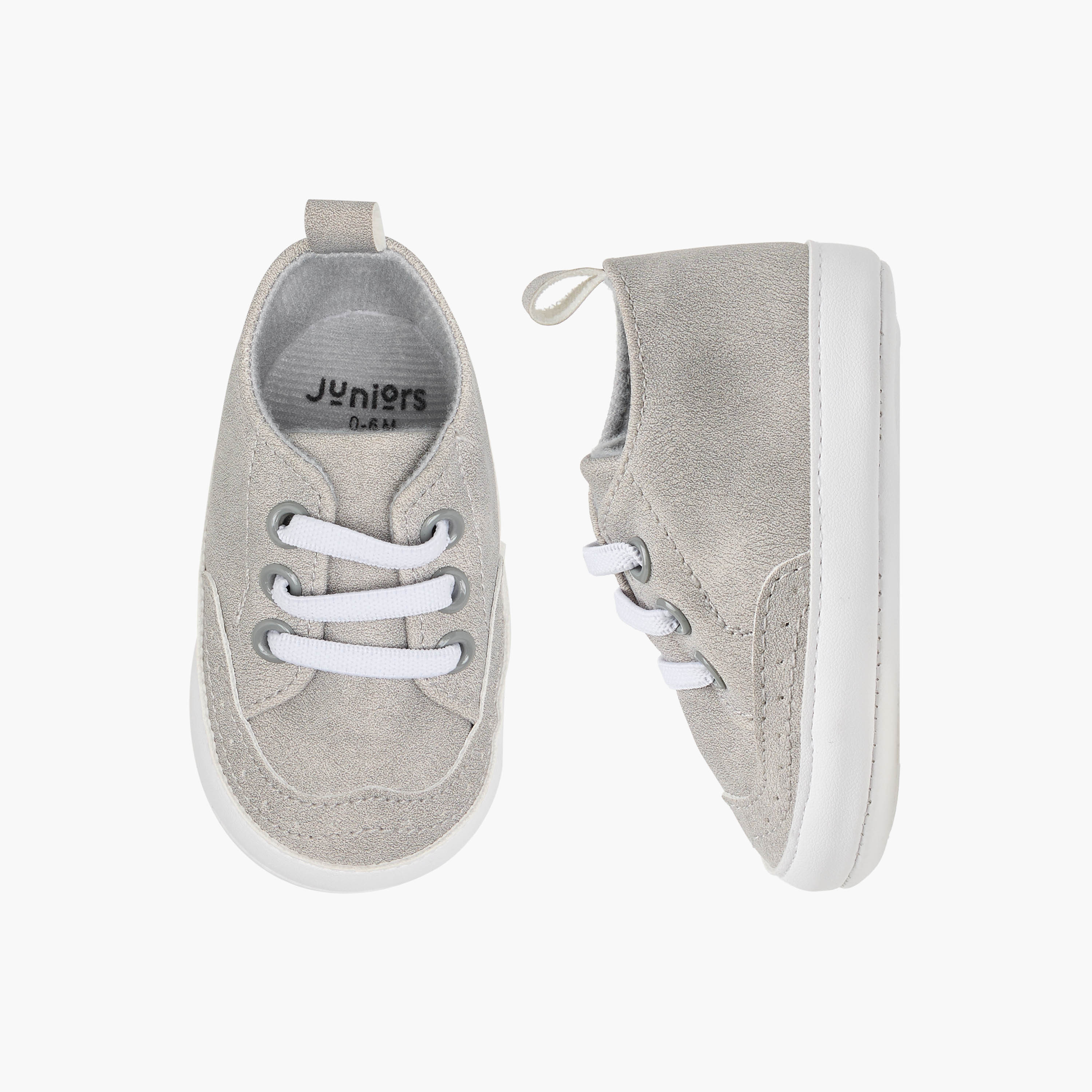 Juniors Solid Lace-Up Booties with Pull Tabs-baby-boys-shoes-closedshoes-image-1