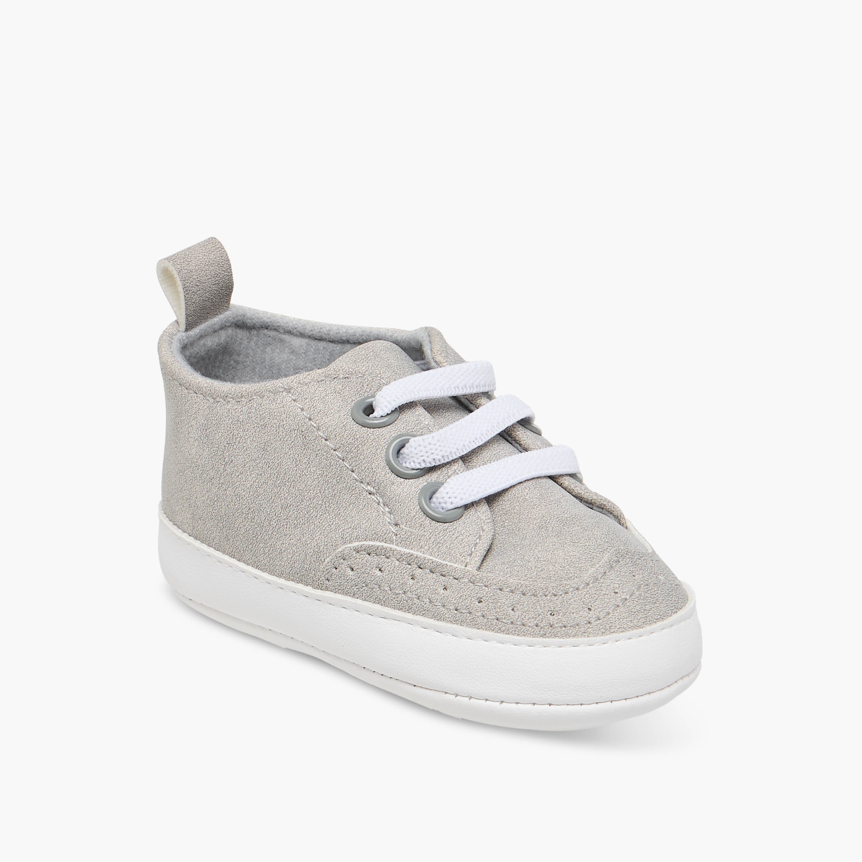 Juniors Solid Lace-Up Booties with Pull Tabs-baby-boys-shoes-closedshoes-image-2