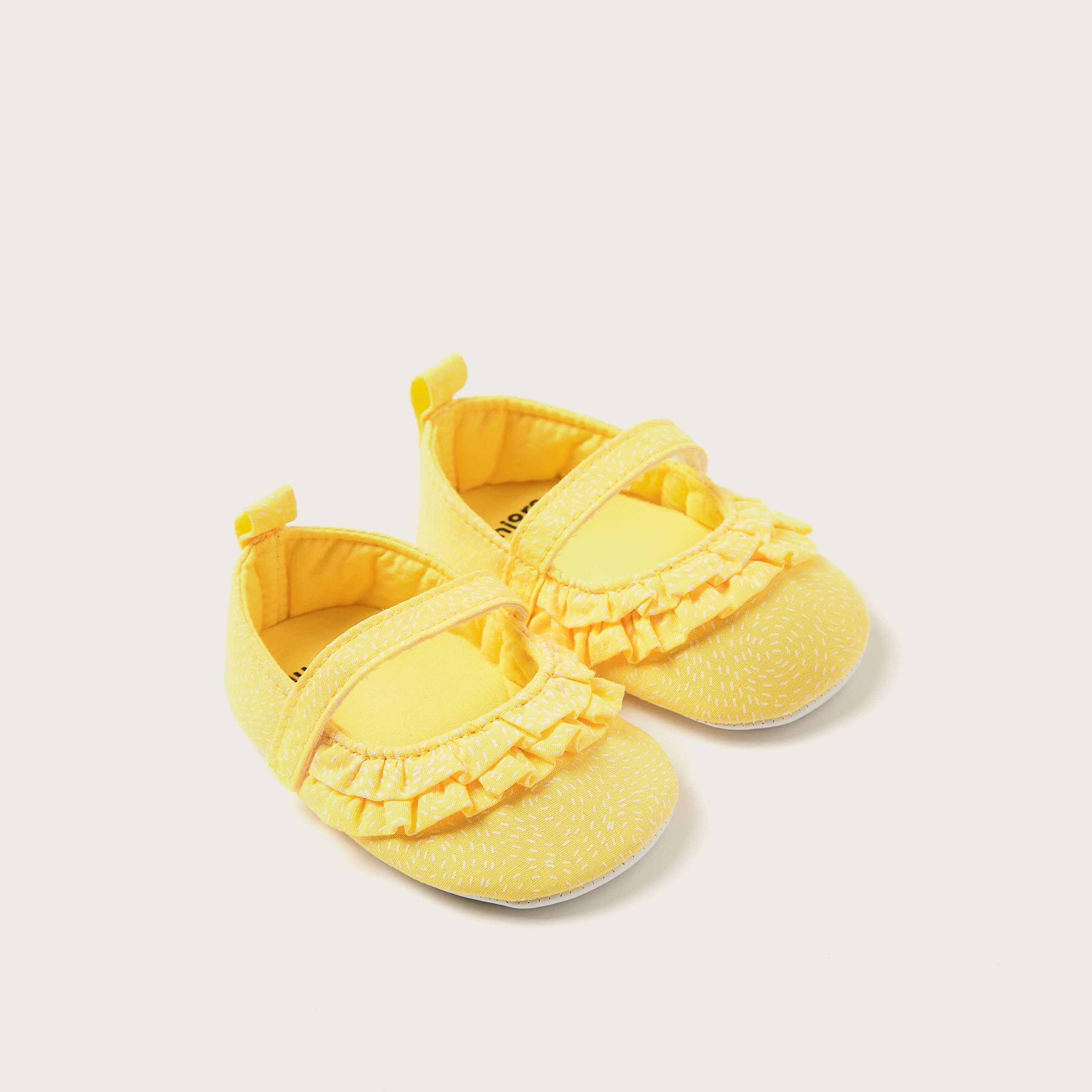 Juniors Printed Booties with Elasticated Closure and Ruffle Detail-baby-girls-shoes-booties-image-2