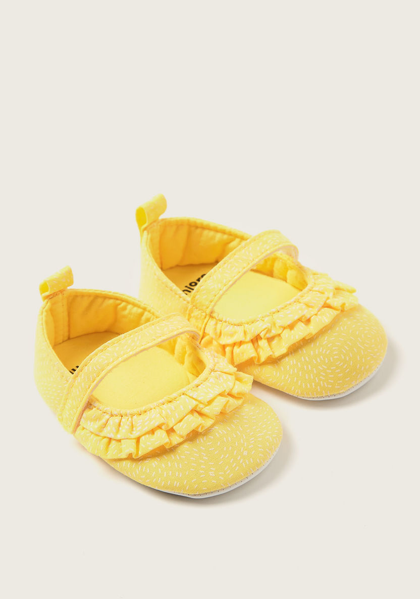 Juniors Printed Booties with Elasticated Closure and Ruffle Detail-Booties-image-1