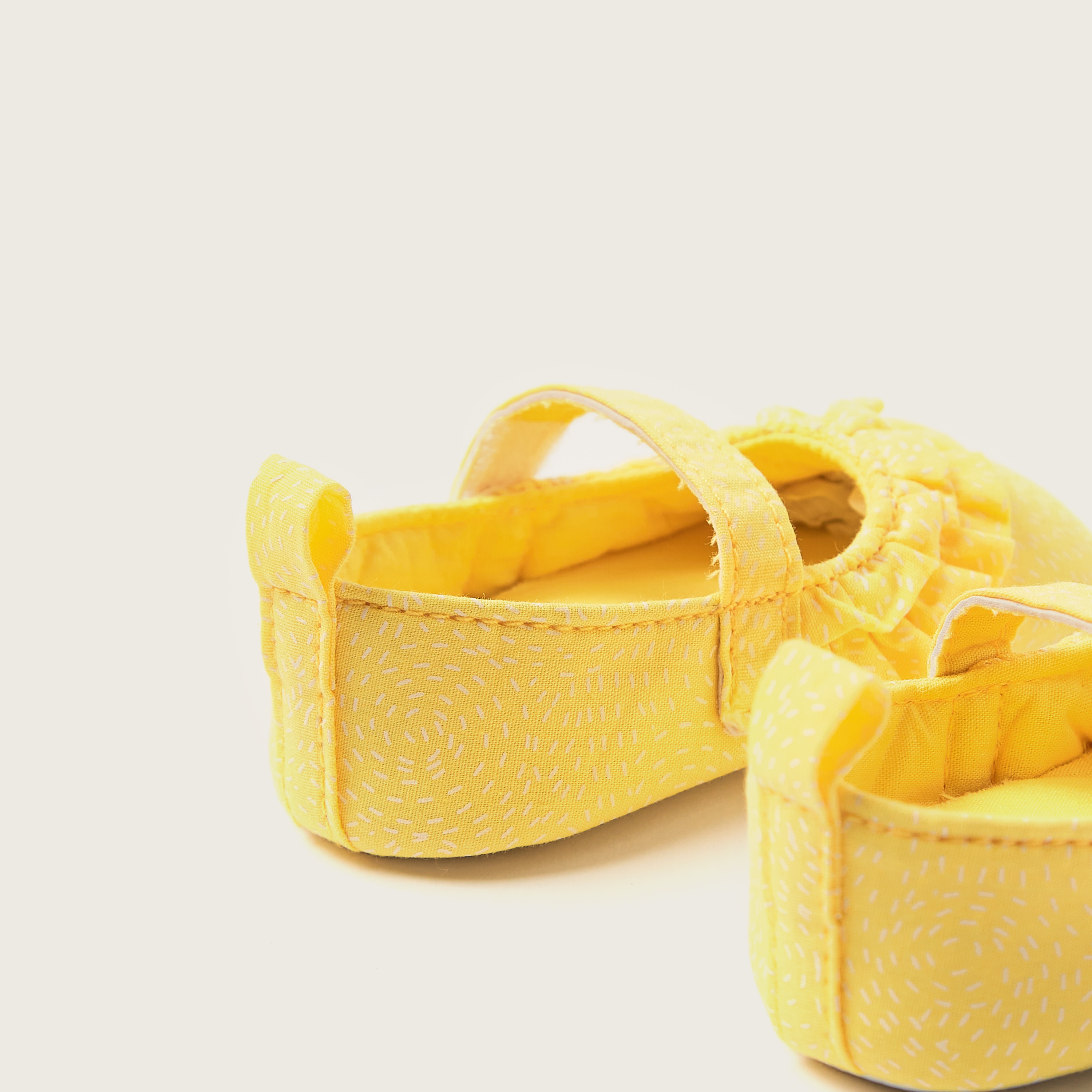 Juniors Printed Booties with Elasticated Closure and Ruffle Detail-baby-girls-shoes-booties-image-3
