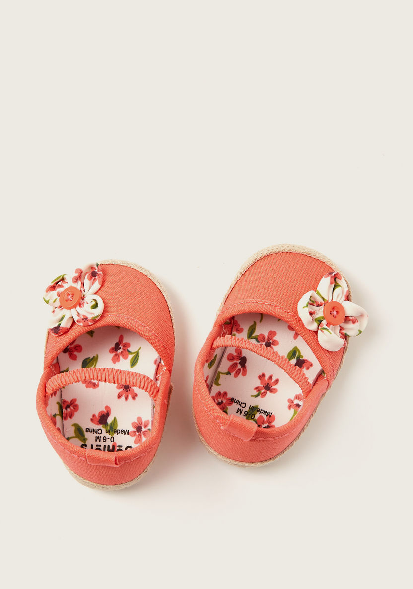 Juniors Floral Applique Booties with Elastic Strap-Booties-image-0