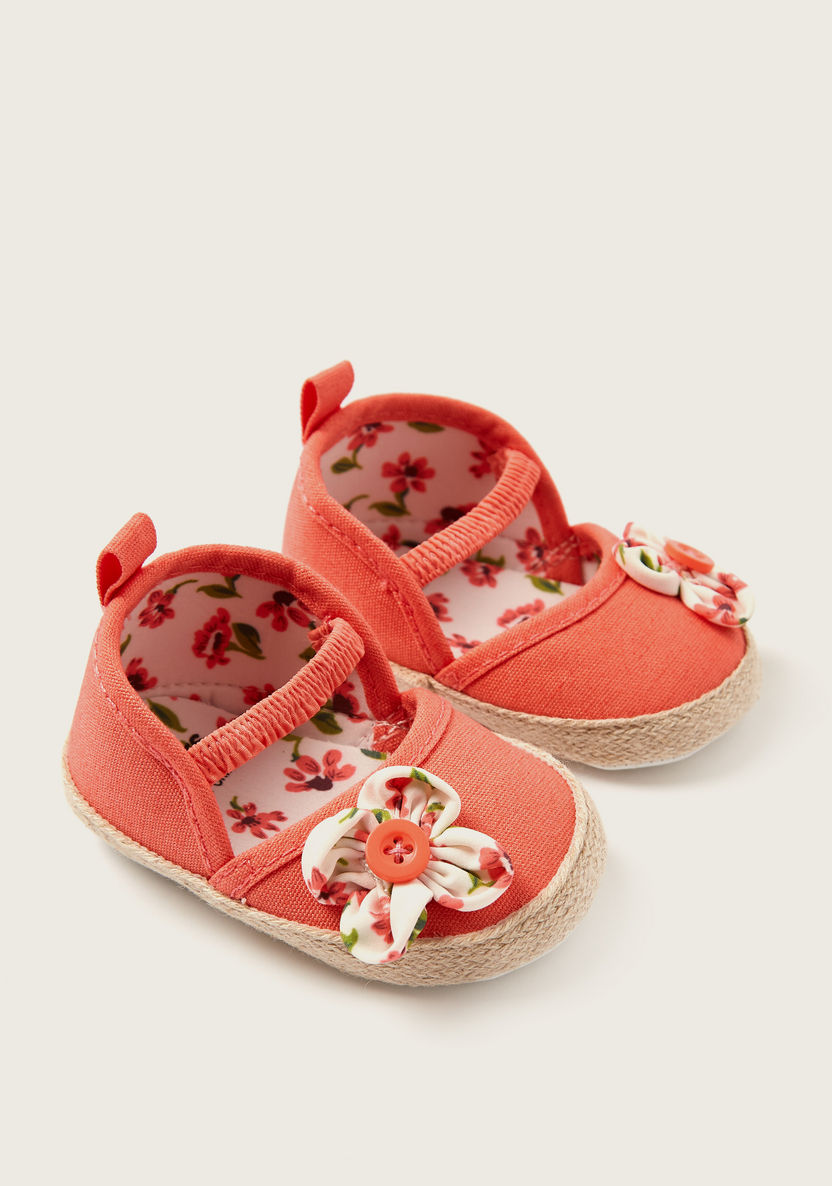 Juniors Floral Applique Booties with Elastic Strap-Booties-image-1