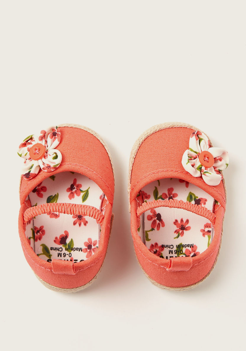 Juniors Floral Applique Booties with Elastic Strap-Booties-image-2