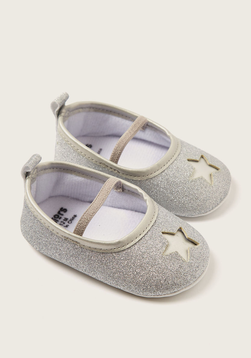Juniors Embellished Booties with Star Cut-Out Detail and Elastic Strap-Booties-image-1