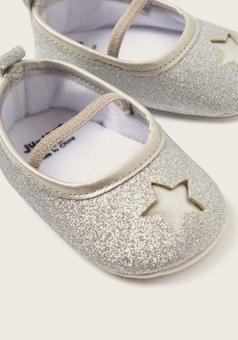 Juniors Embellished Booties with Star Cut-Out Detail and Elastic Strap-Booties-image-2