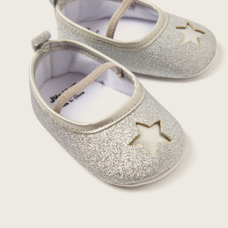 Juniors Embellished Booties with Star Cut-Out Detail and Elastic Strap