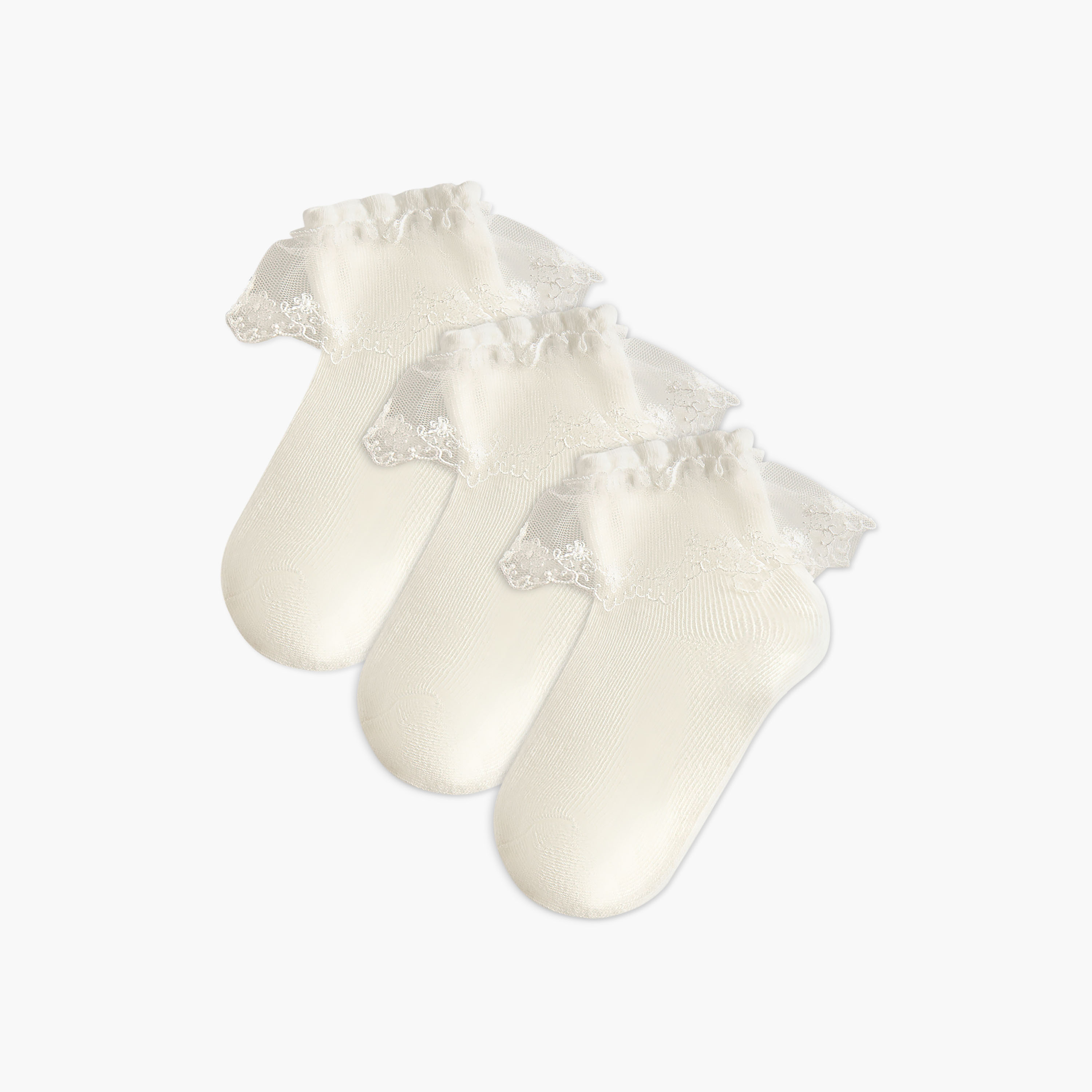 Pack of 3 Celeste Girls Socks with Embroidered Frill Detail-girls-accessories-socks-image-1