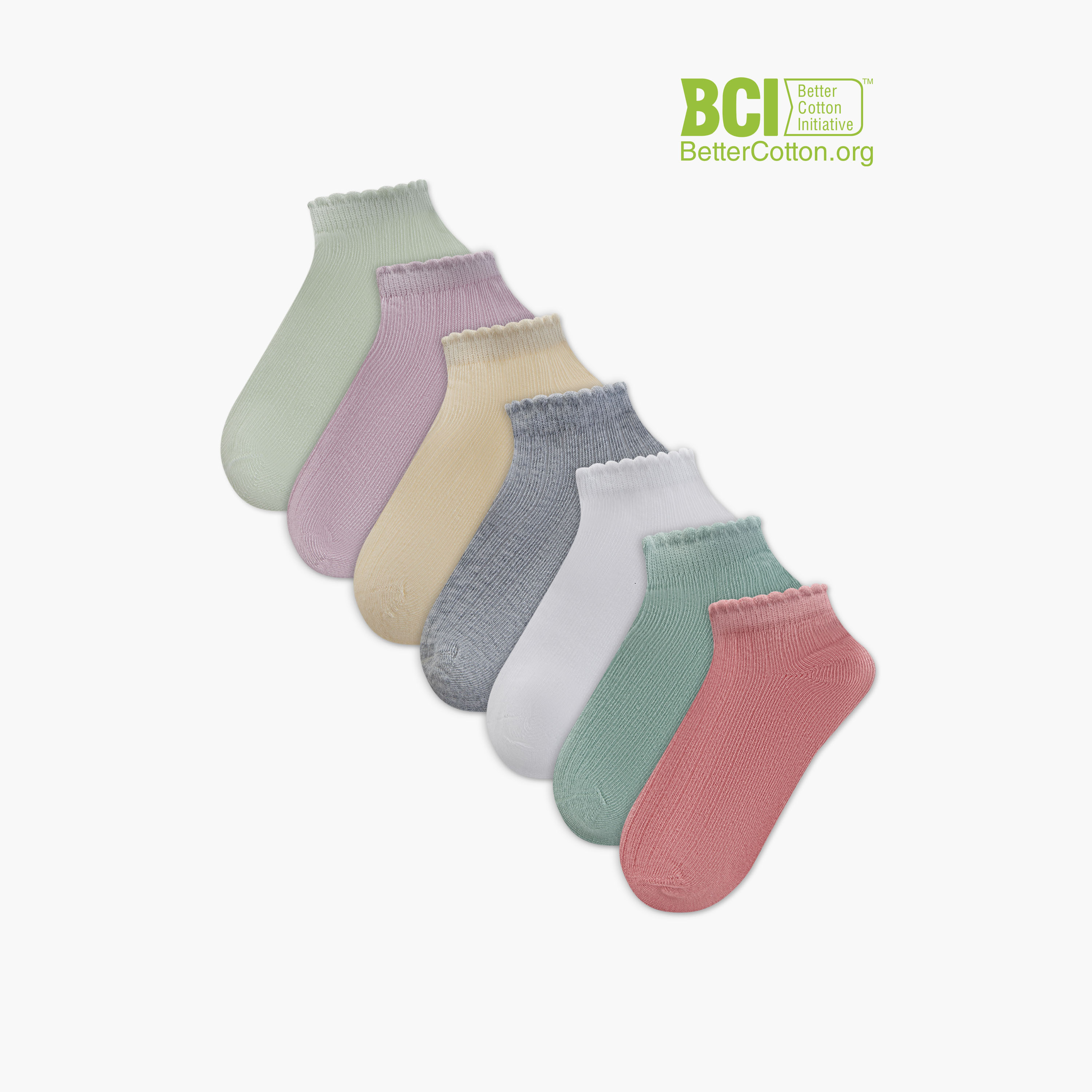 طقم جوارب 7 أزواج بطول الكاحل من ليتل ميسي-girls-accessories-socks-image-1