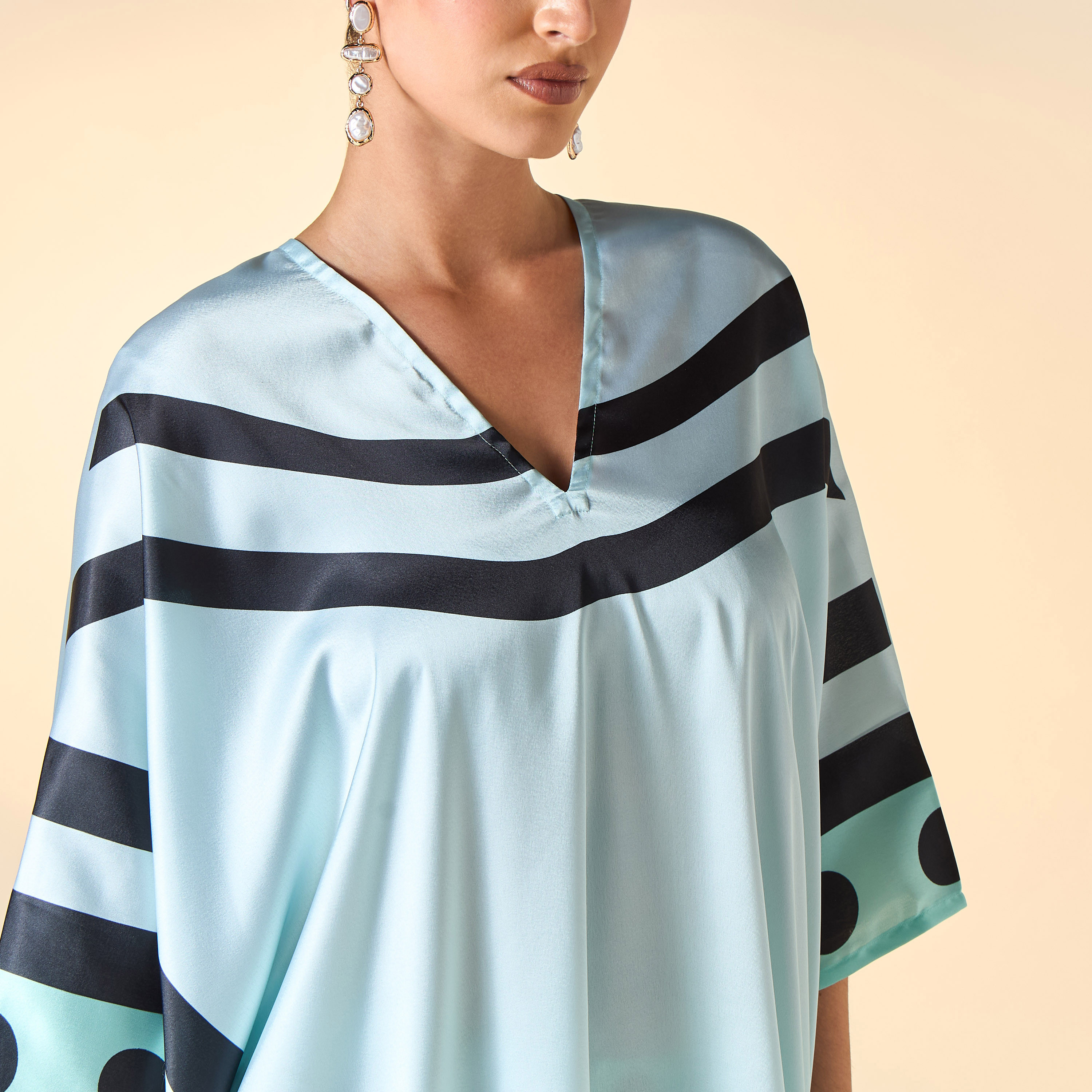 FYOR Printed V-neck Kaftan Top and Wide Leg Pants Set-women-clothing-dresses-image-5