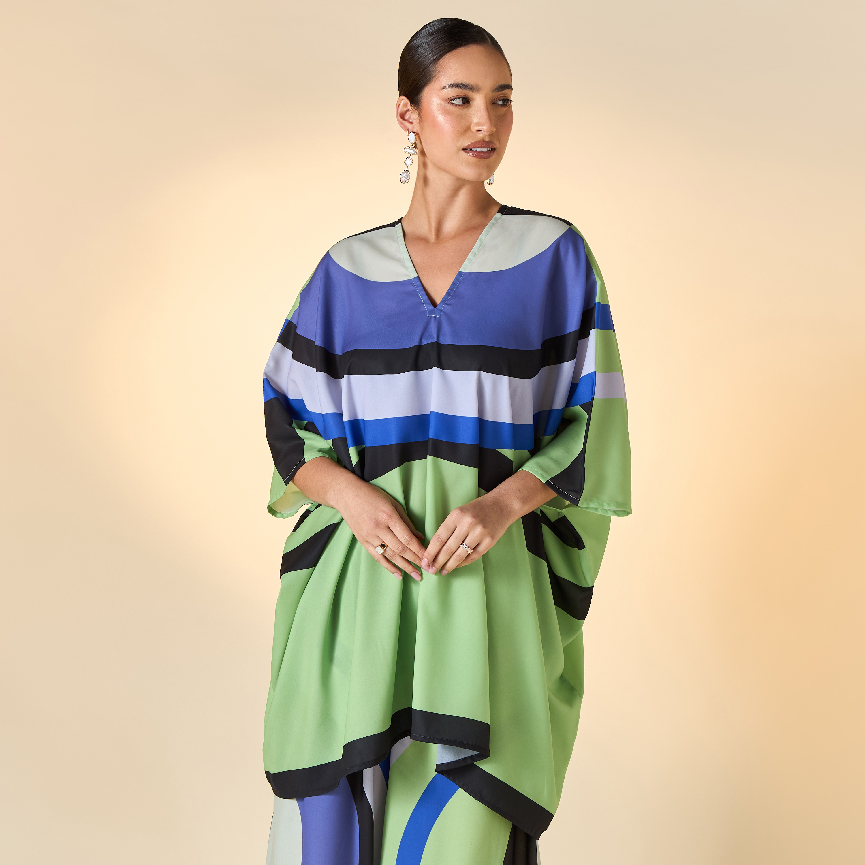FYOR Printed V-neck Top and Wide Leg Pants-women-clothing-dresses-image-2
