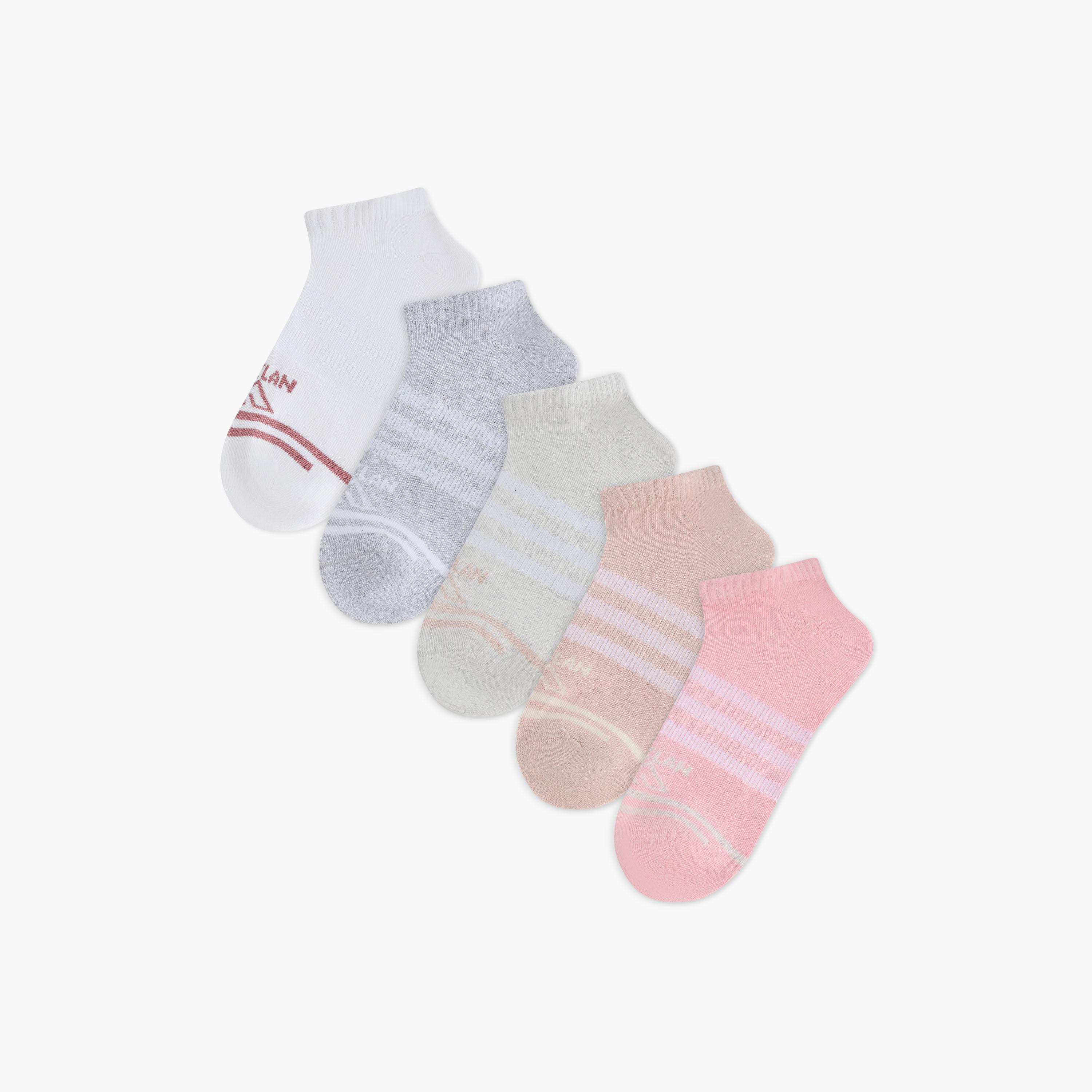 Oaklan by Shoexpress Logo Print Ankle Length Socks - Set of 5-women-socksandstockings-image-1