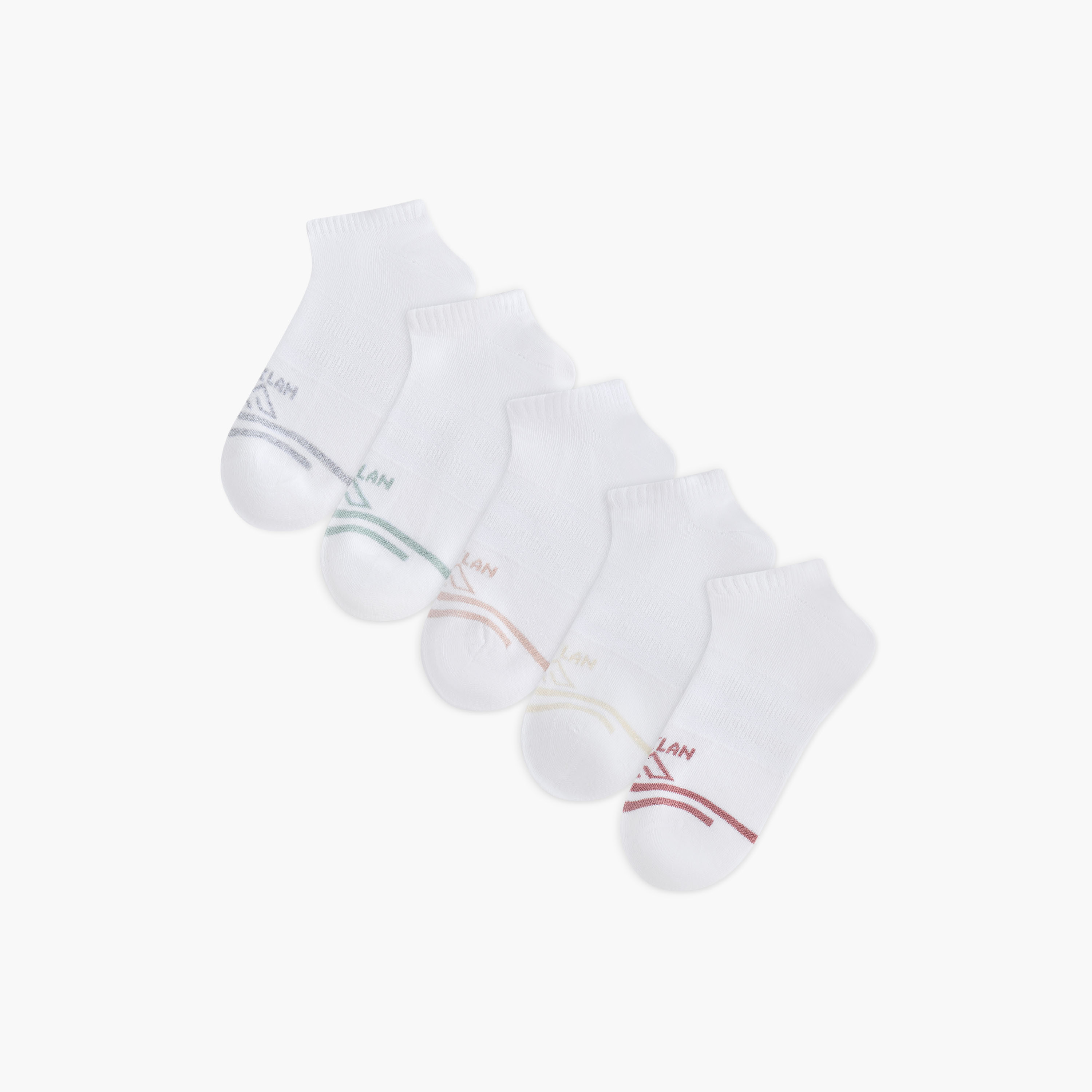 طقم جوارب بطول الكاحل 5 قطع بطبعات شعار من أوكلان من شواكسبرس-women-socksandstockings-image-1