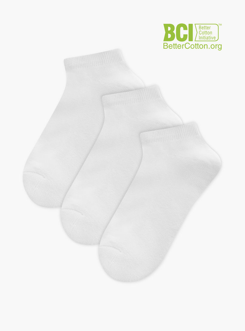 طقم جوارب رياضية موسّدة 3 أزواج سادة بطول الكاحل من داش-men-socks-image-1