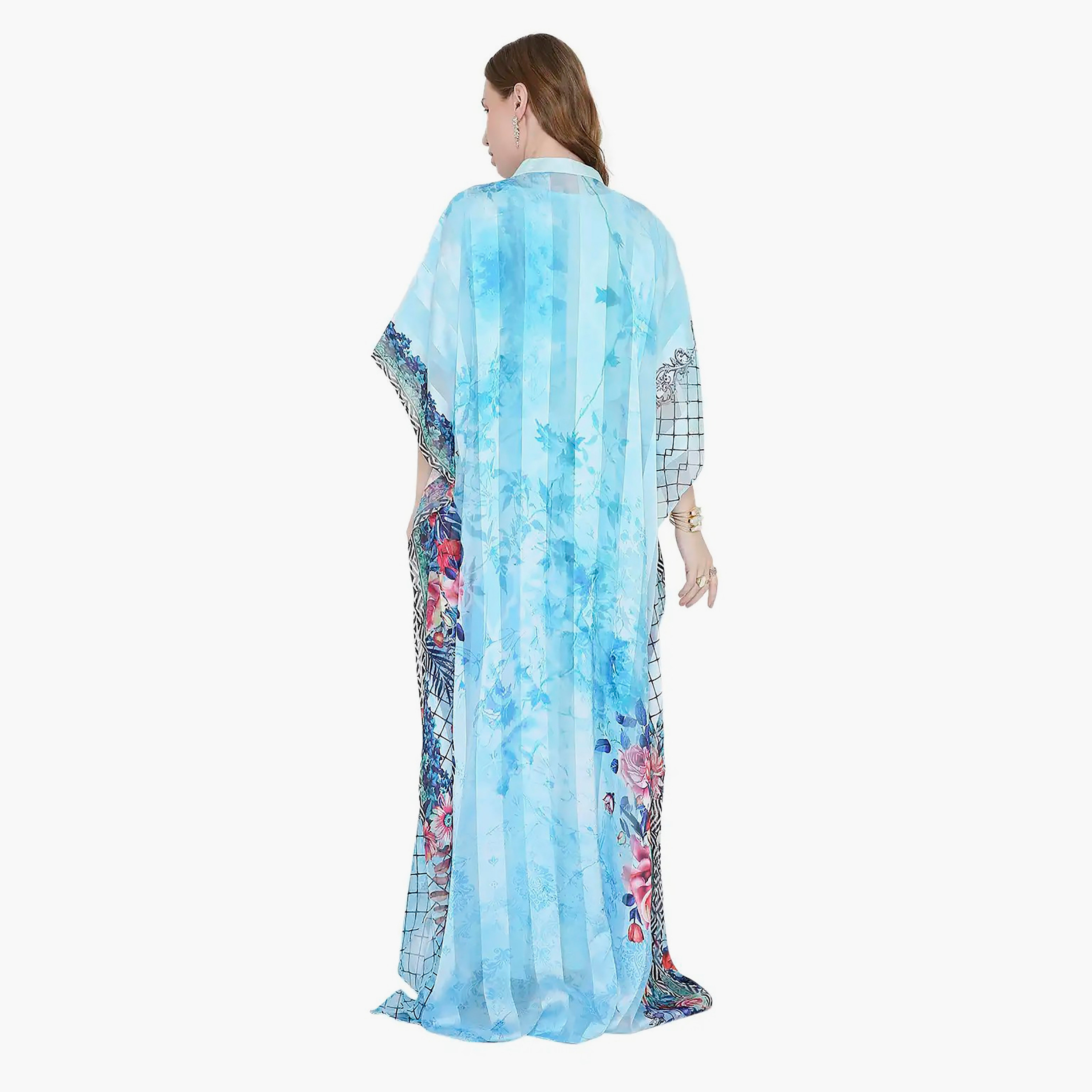 قفطان احتفالي نسائي مطبوع بياقة وأكمام واسعة من تصميم من هانا آند سارة-women-arabicclothing-jalabiyas-image-5