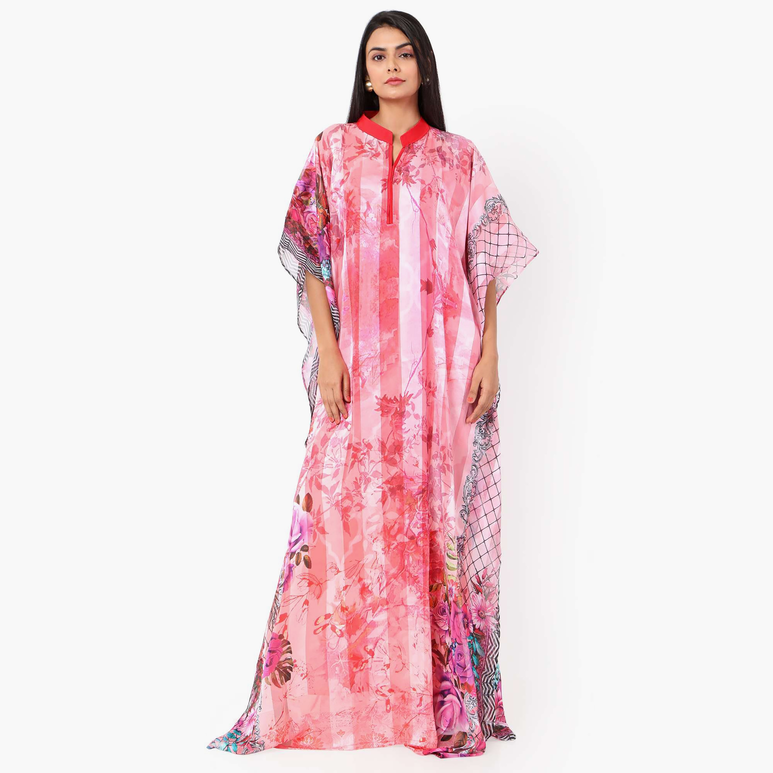 قفطان احتفالي نسائي مطبوع بياقة وأكمام واسعة من تصميم من هانا آند سارة-women-arabicclothing-jalabiyas-image-12