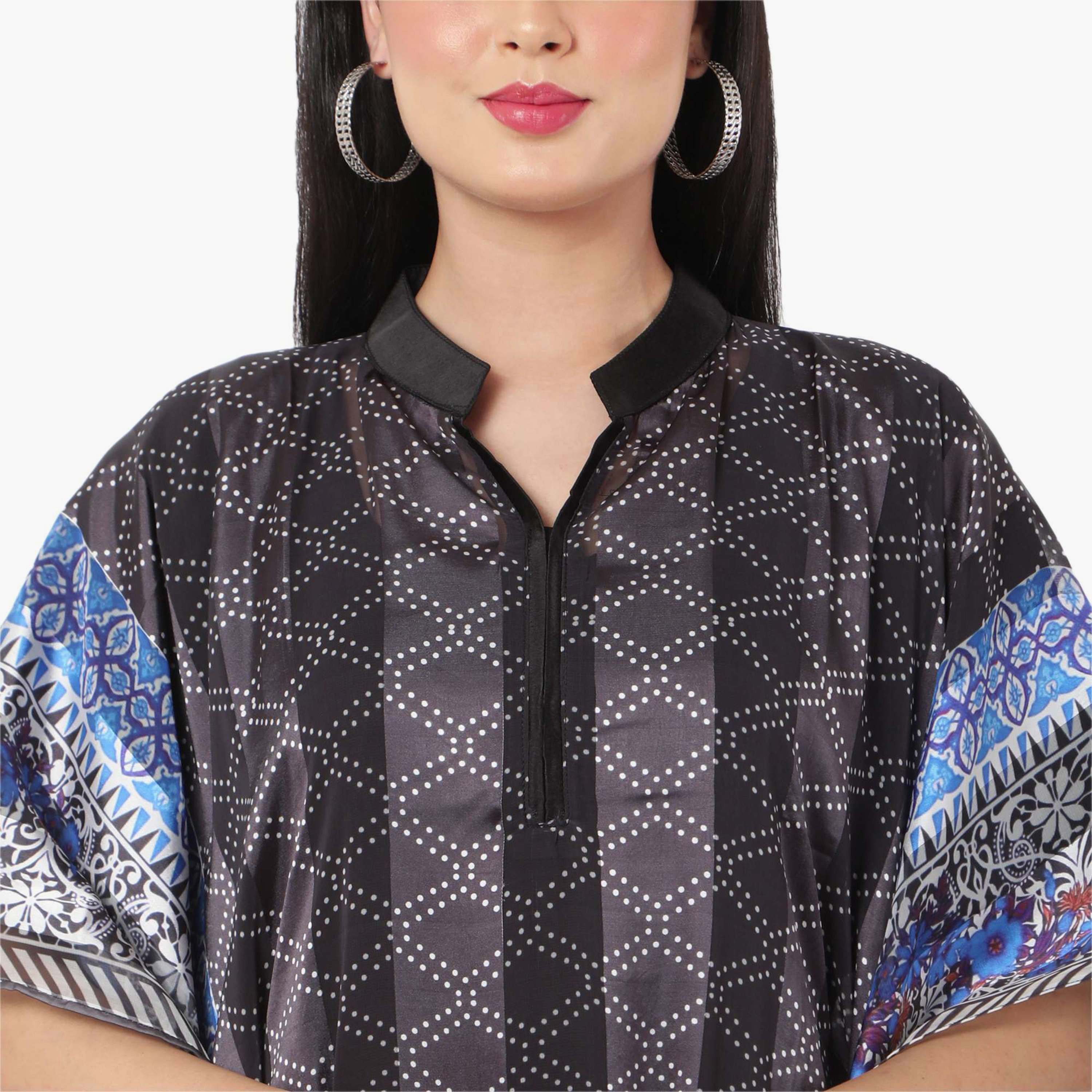 قفطان احتفالي نسائي مطبوع بياقة وأكمام واسعة من تصميم من هانا آند سارة-women-arabicclothing-jalabiyas-image-2