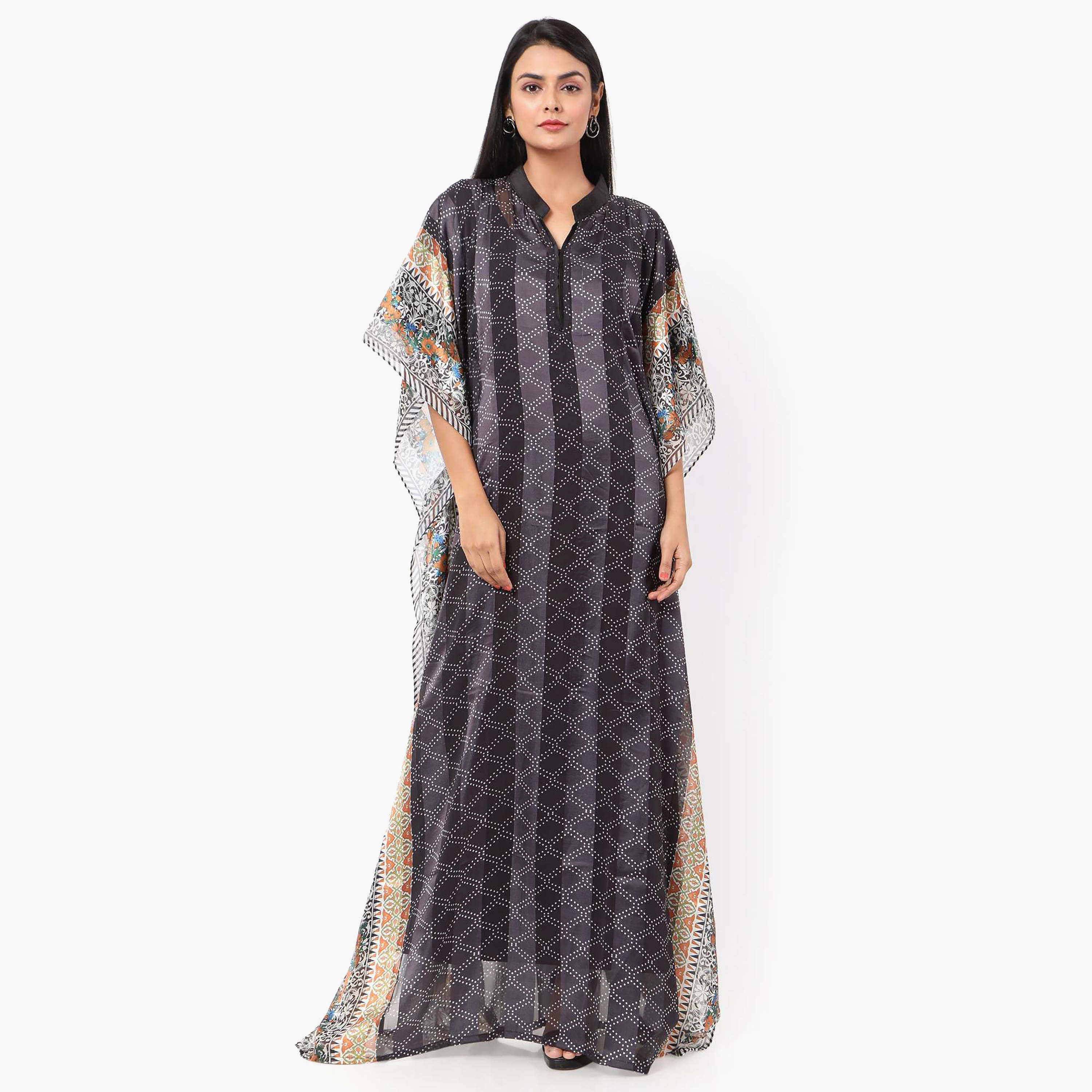 قفطان احتفالي نسائي مطبوع بياقة وأكمام واسعة من تصميم من هانا آند سارة-women-arabicclothing-jalabiyas-image-5