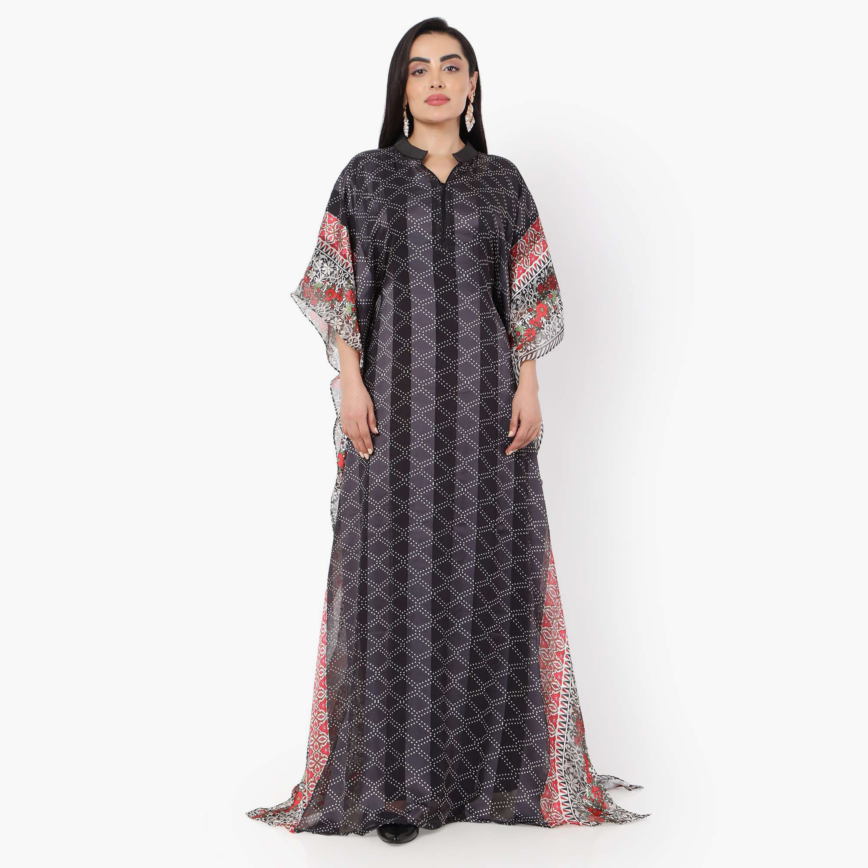 قفطان احتفالي نسائي مطبوع بياقة وأكمام واسعة من تصميم من هانا آند سارة-women-arabicclothing-jalabiyas-image-9