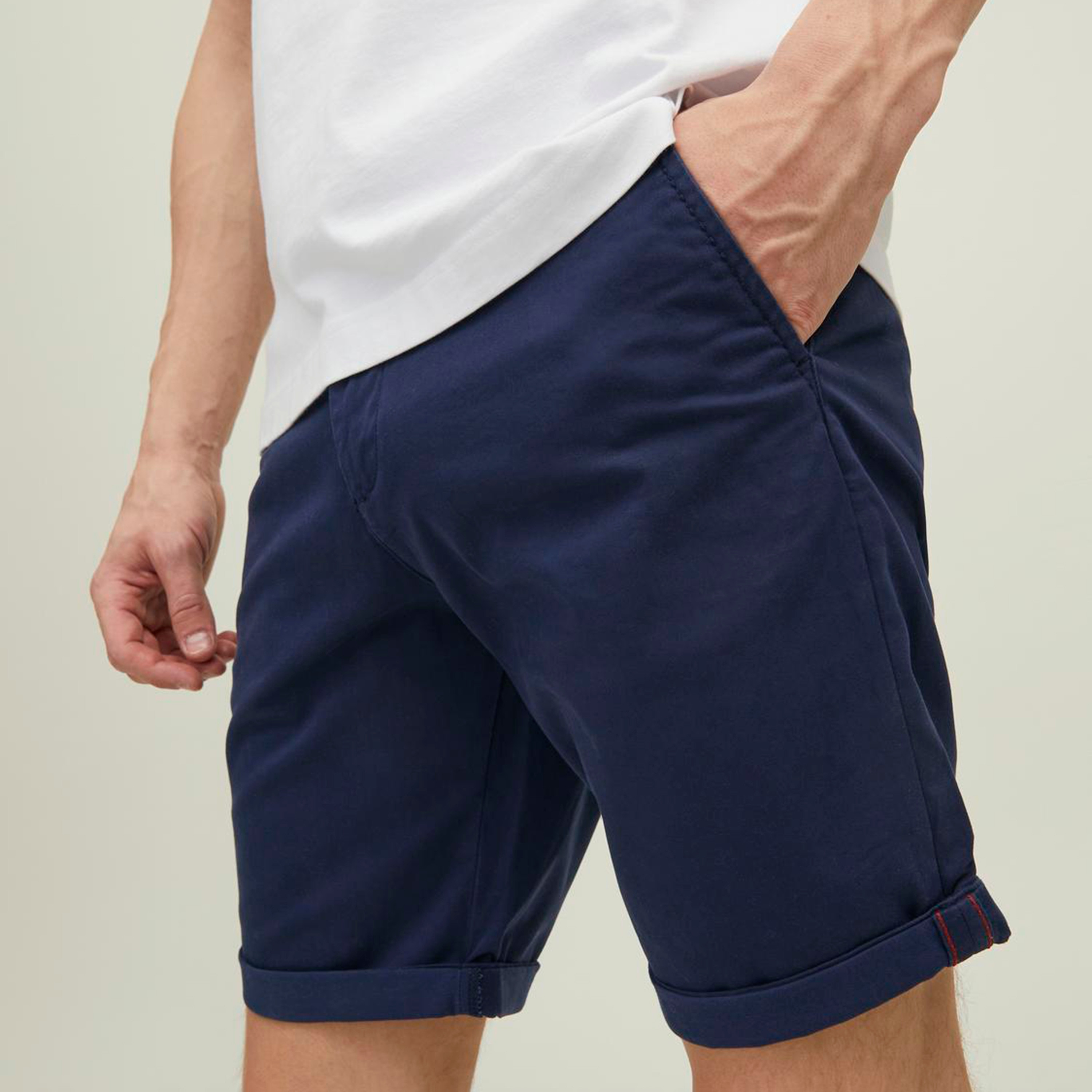 Jack & Jones Plain Mid-Rise Buttoned Chino Shorts-men-clothing-bottoms-shorts-image-3