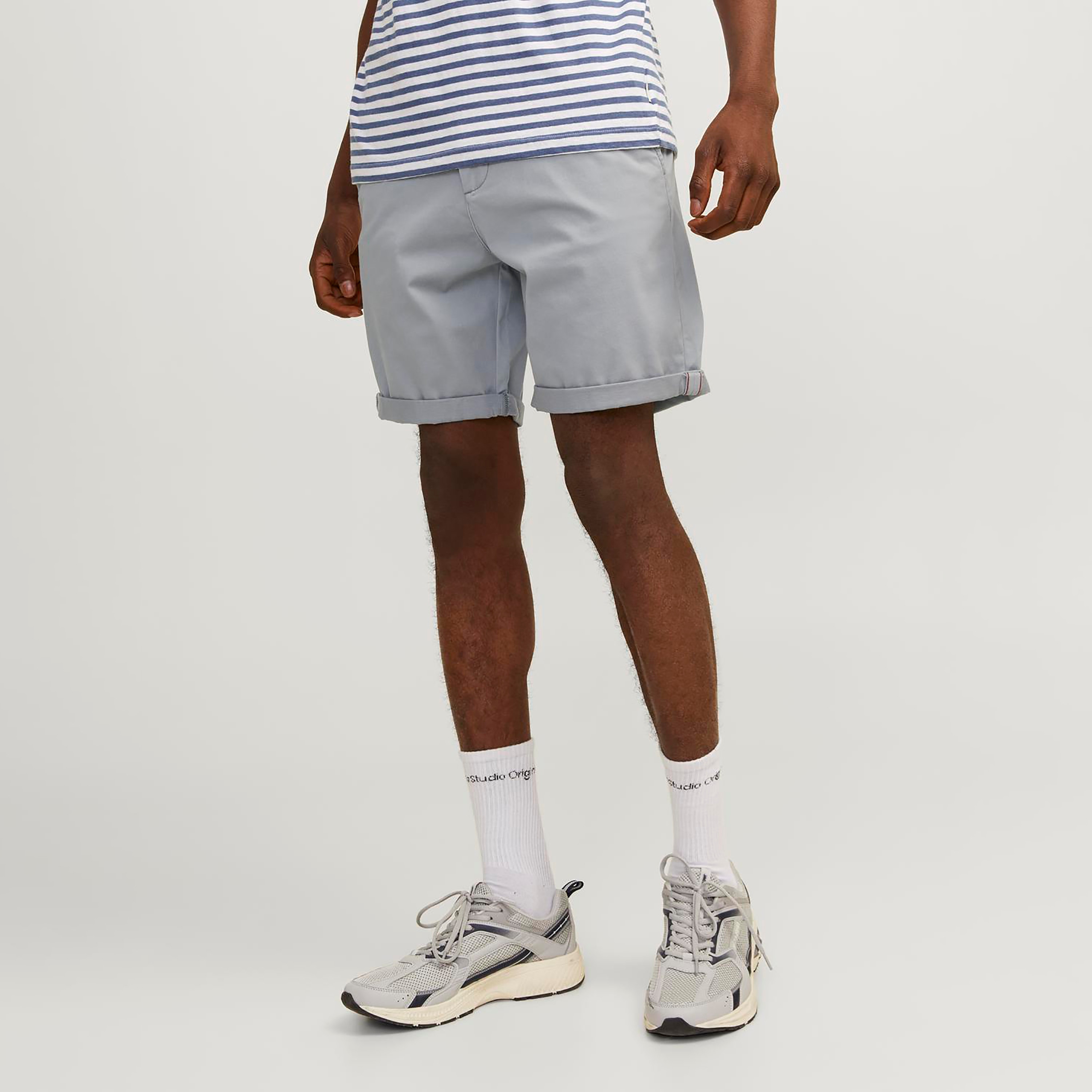 Jack & Jones Plain Mid-Rise Buttoned Chino Shorts-men-clothing-bottoms-shorts-image-1
