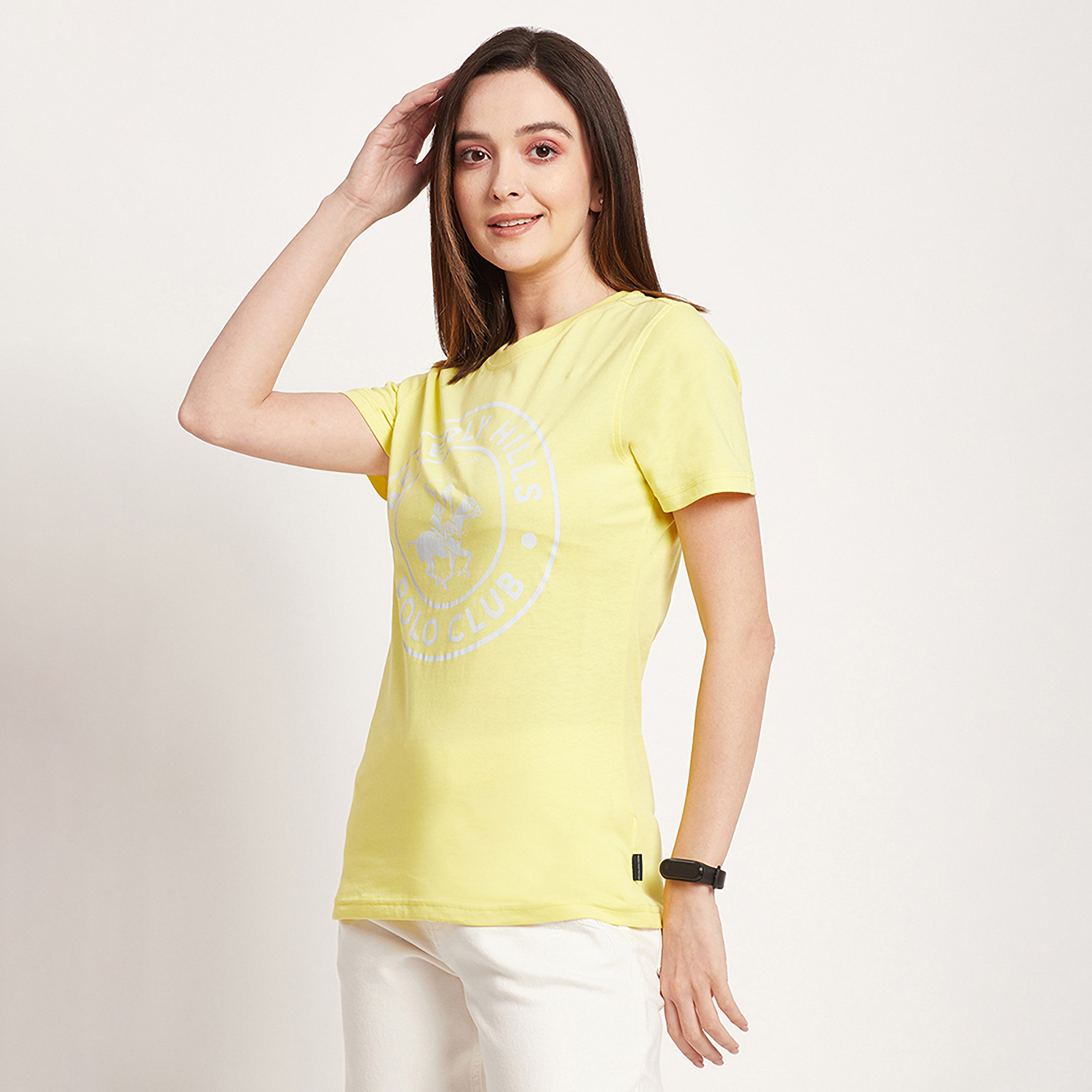 Beverly Hills Polo Club Logo Printed Crew Neck Short Sleeves T-Shirt-women-clothing-tshirts-image-2