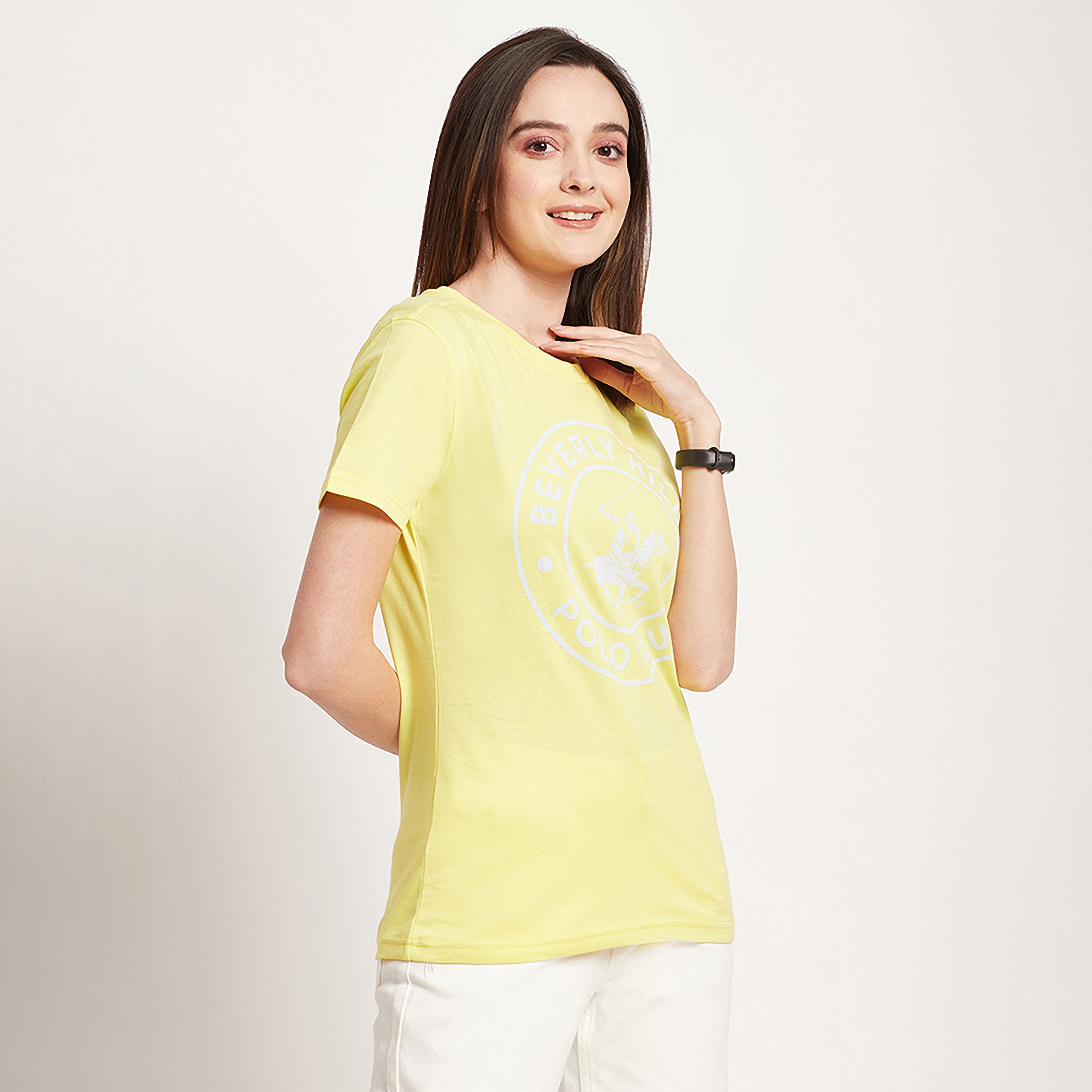 تي شيرت بيفرلي هيلز بولو كلوب بياقة مستديرة وأكمام قصيرة مع شعار بطبعات-women-clothing-tshirts-image-3