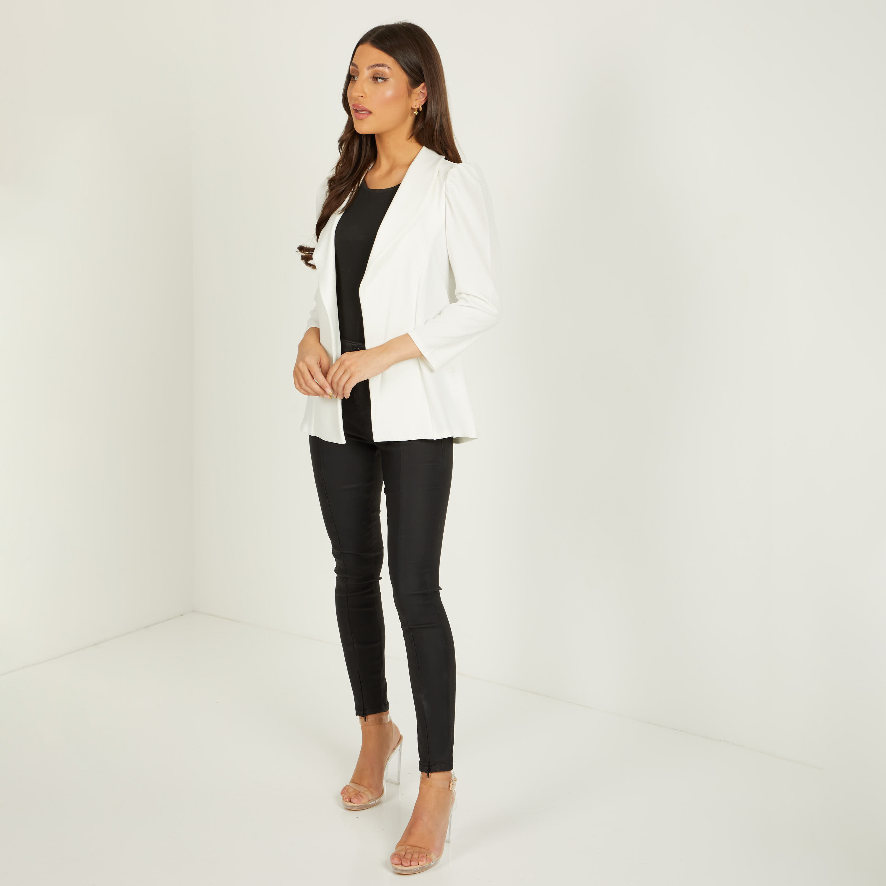 Quiz Plain Peaked Lapel Collar Blazer-women-clothing-coatsandjackets-blazers-image-2