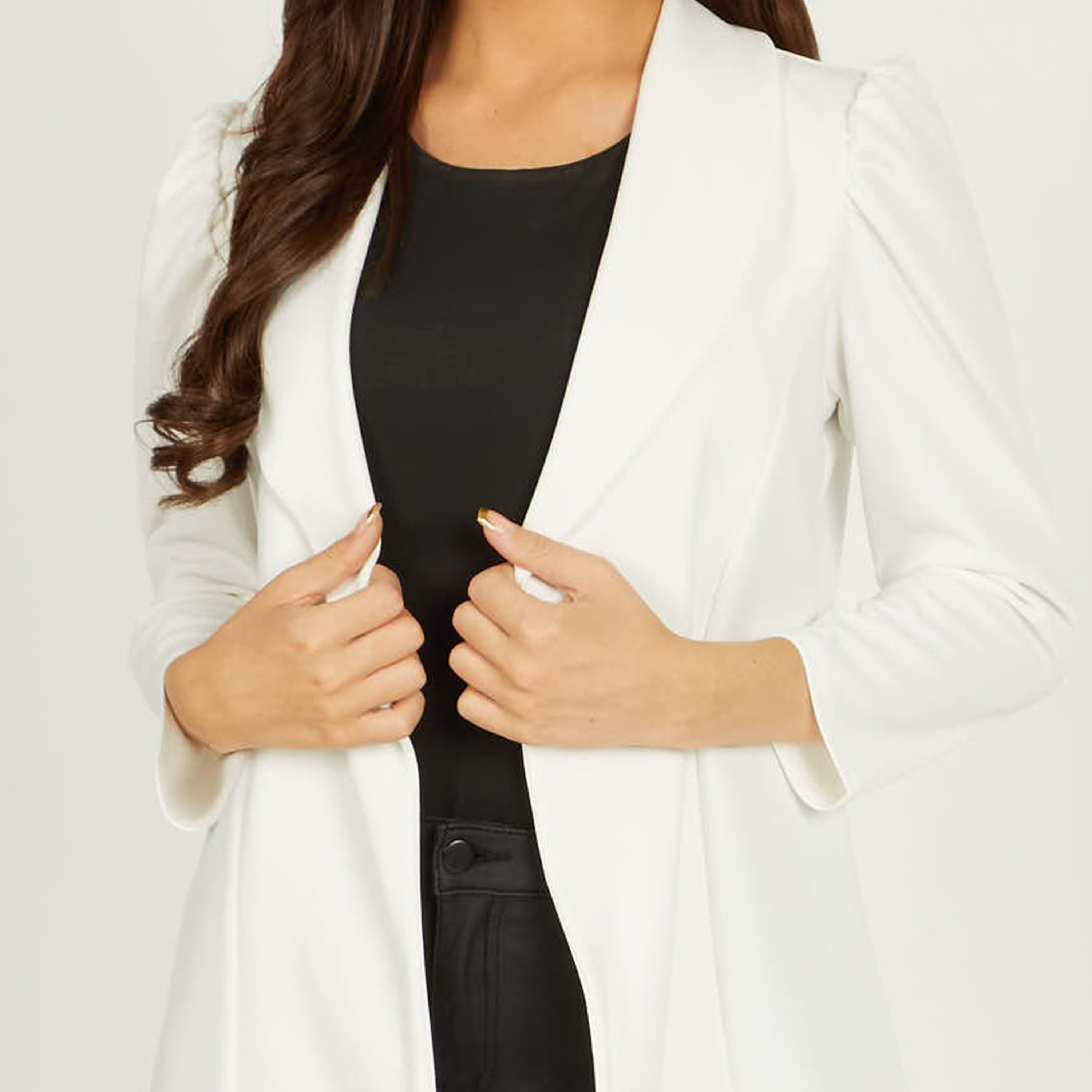 Quiz Plain Peaked Lapel Collar Blazer-women-clothing-coatsandjackets-blazers-image-3