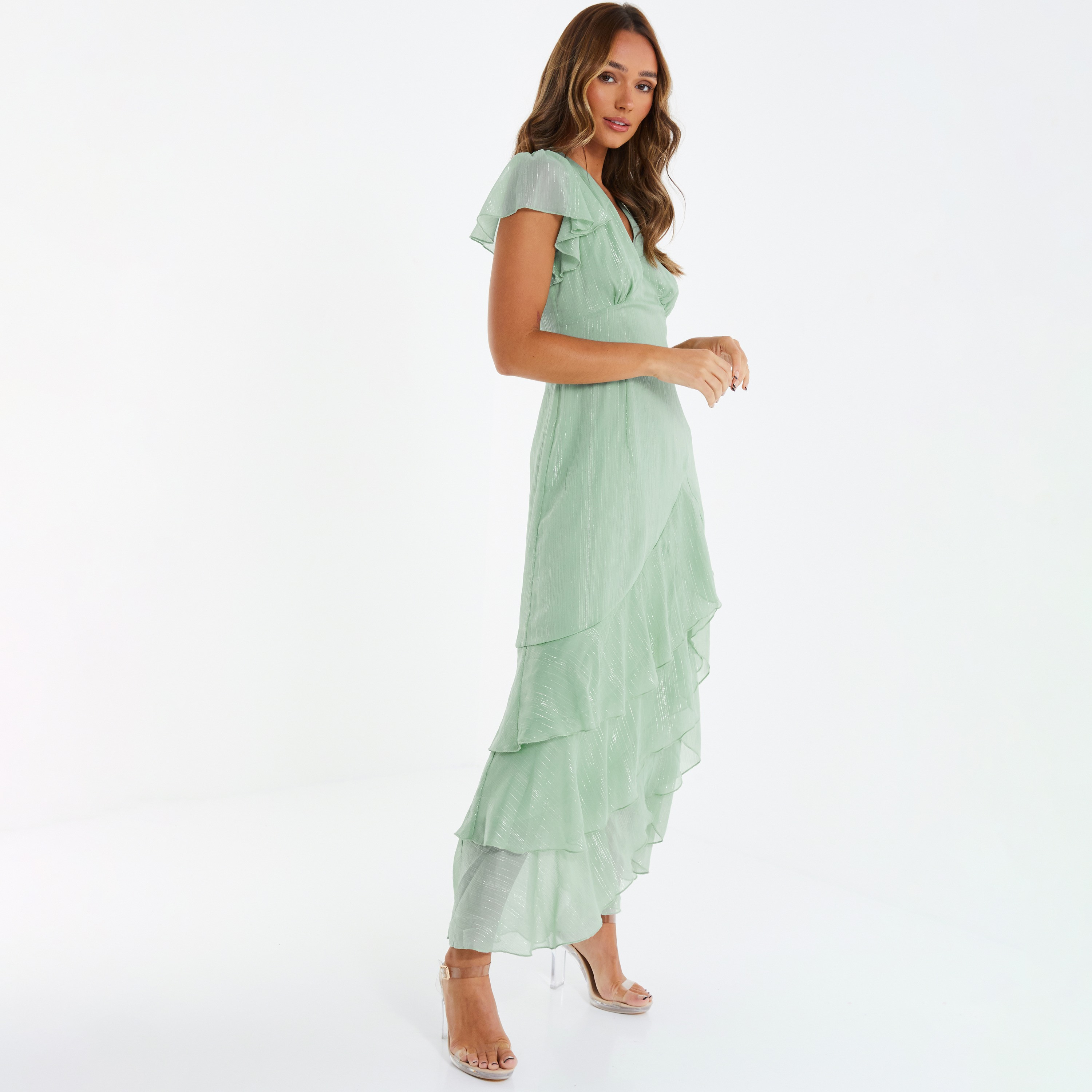 فستان ماكسي مخطط بفتحة رقبة على شكل وى من كويز-women-clothing-dresses-image-2