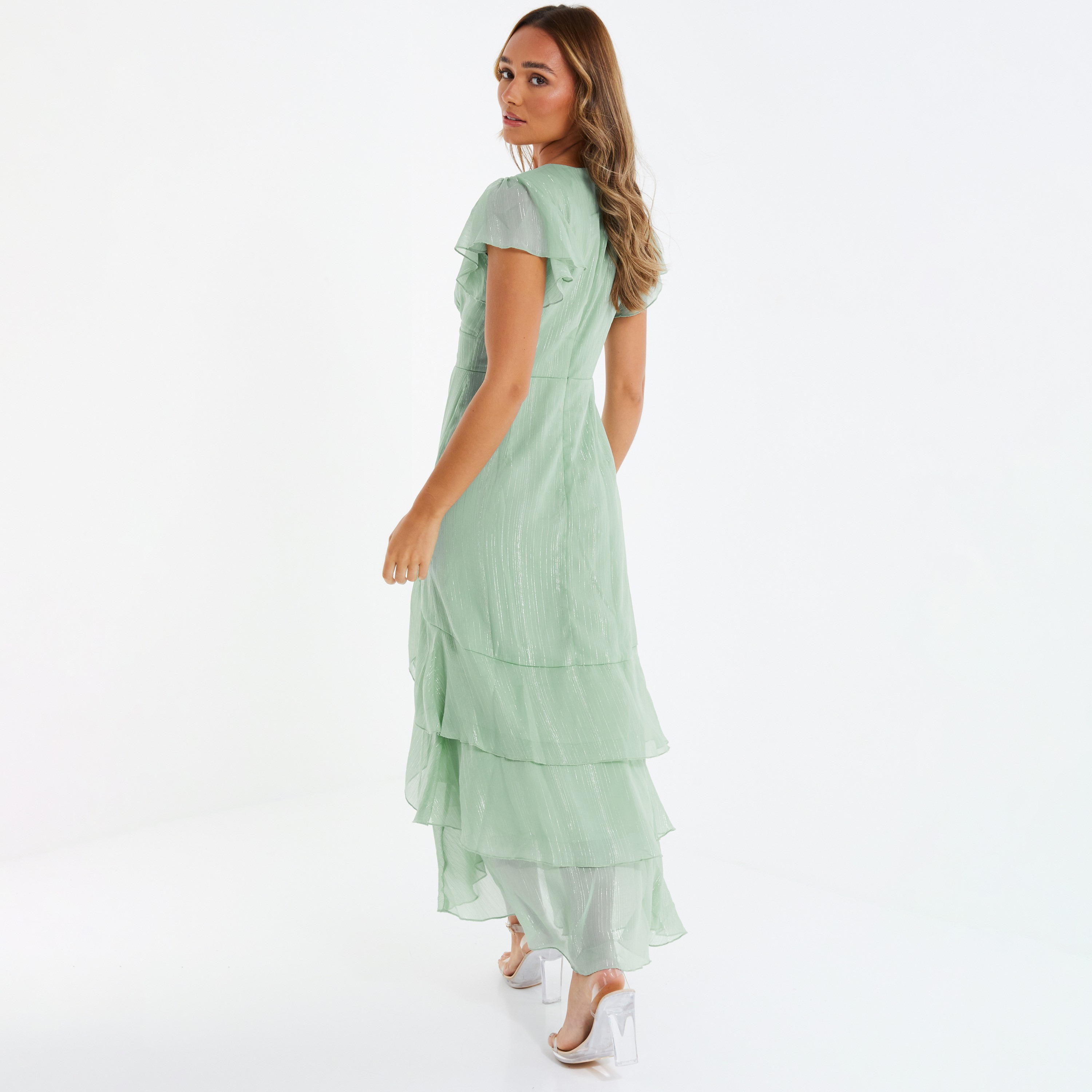 فستان ماكسي مخطط بفتحة رقبة على شكل وى من كويز-women-clothing-dresses-image-3