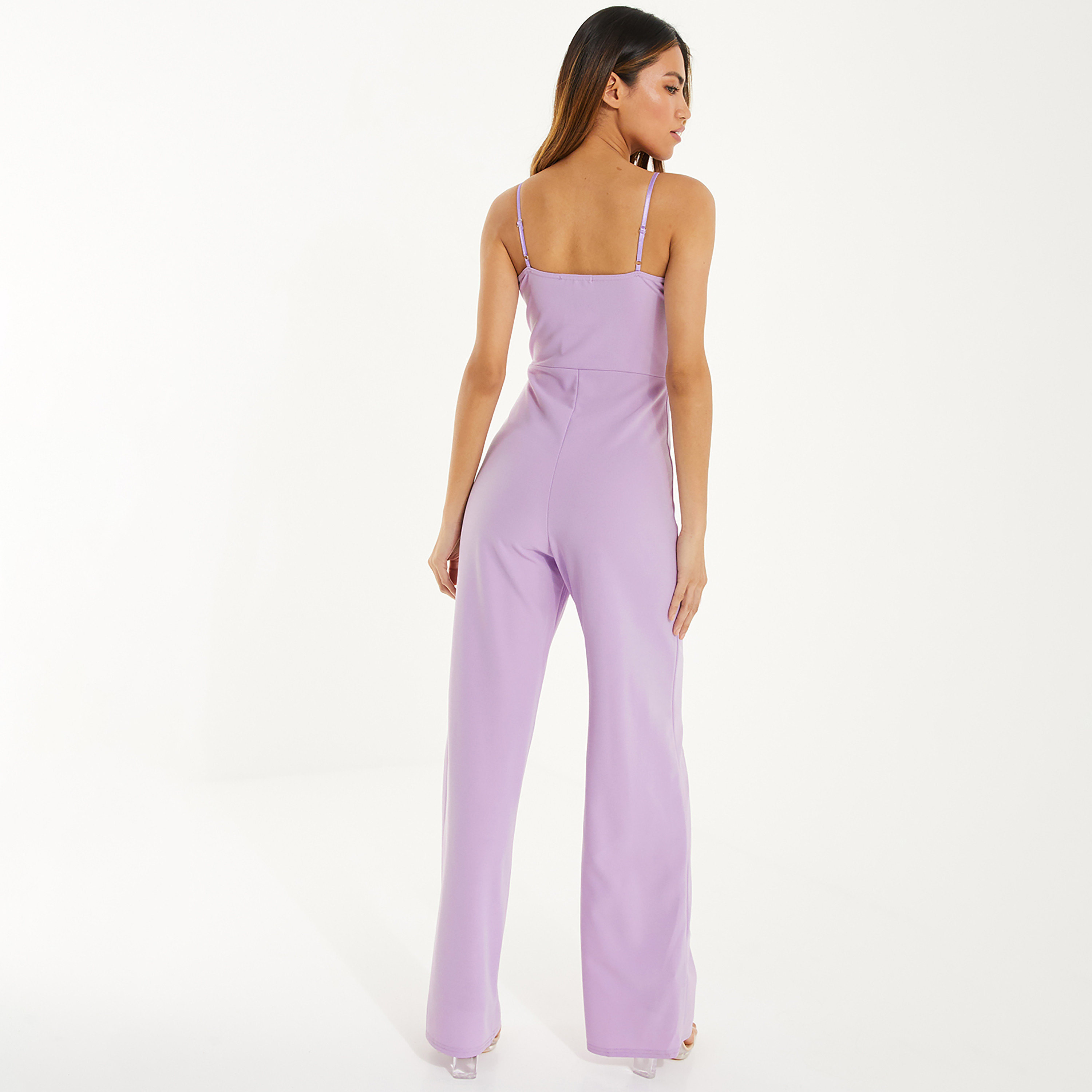 جمبسوت ملتوي بياقة دائرية سادة من كويز-women-clothing-jumpsuits-image-3