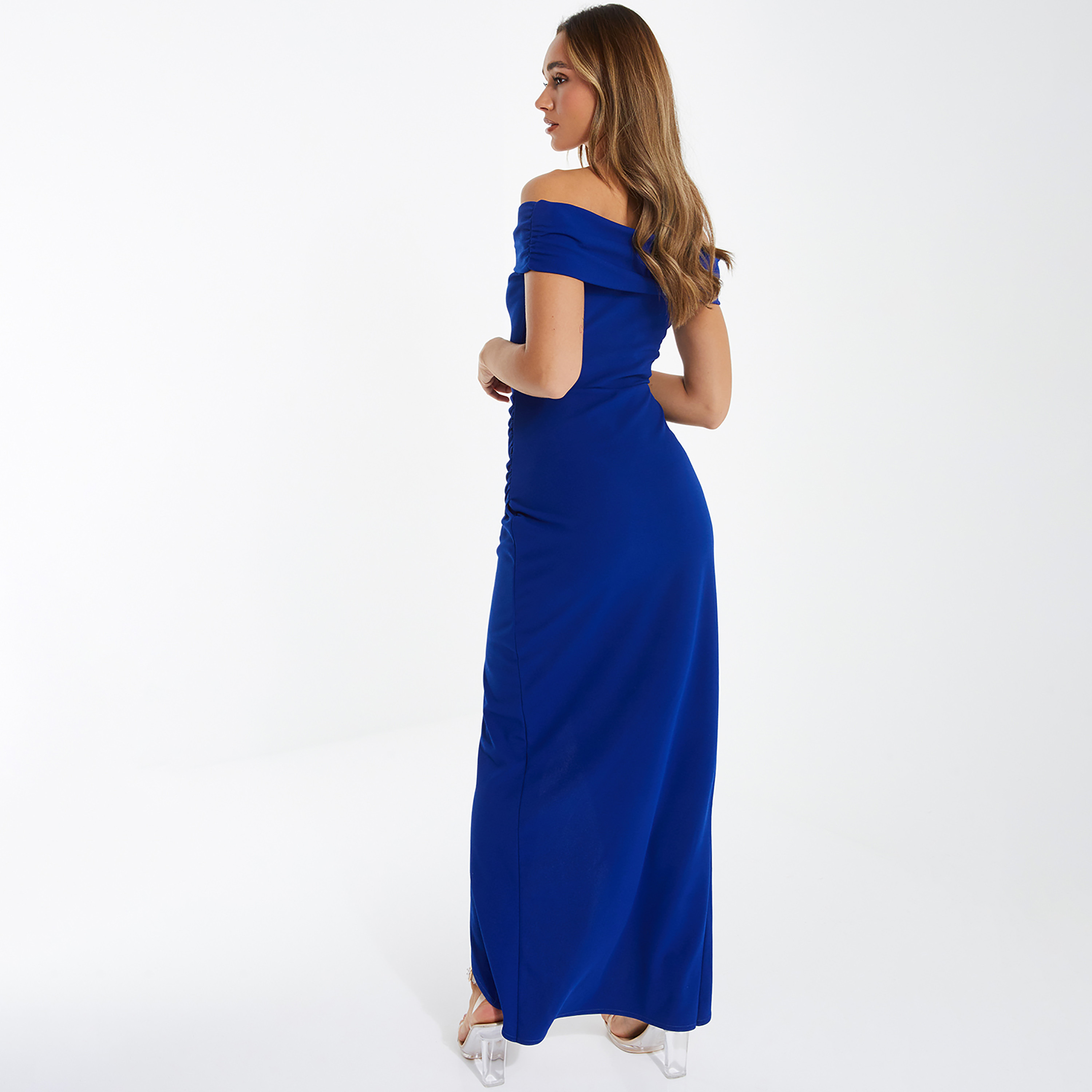 كويز - فستان ماكسي بياقة باردو أكتاف مشكوفة - سادة-women-clothing-dresses-image-4