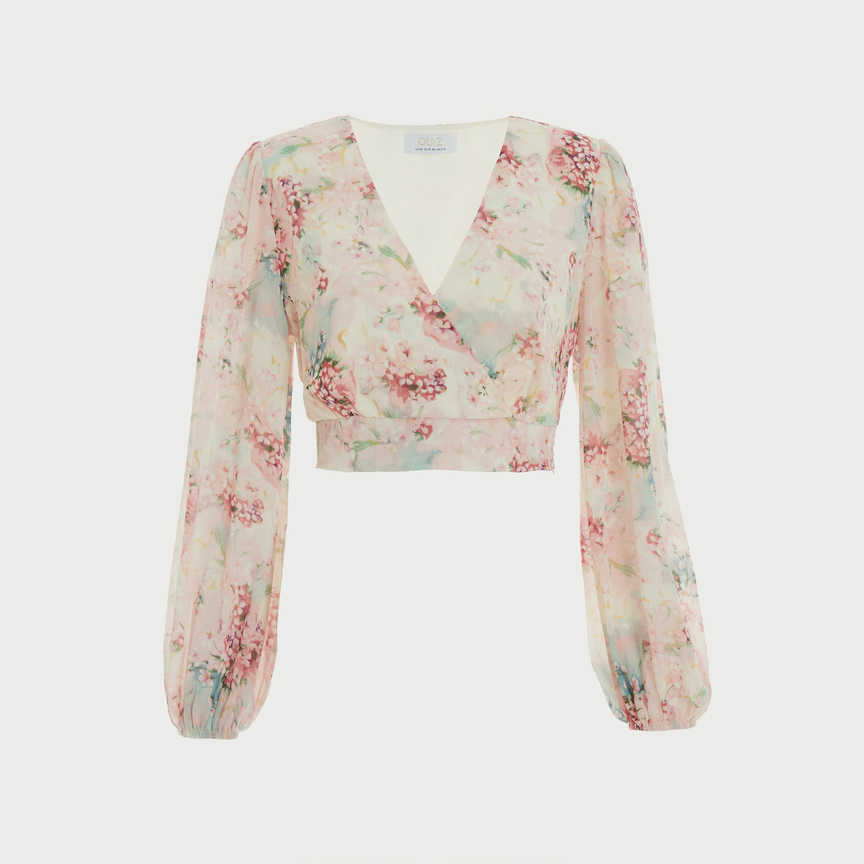 كويز - بلوزة قصيرة بأكمام طويلة وياقة V - مورد-women-clothing-shirtsandblouses-blouses-image-4
