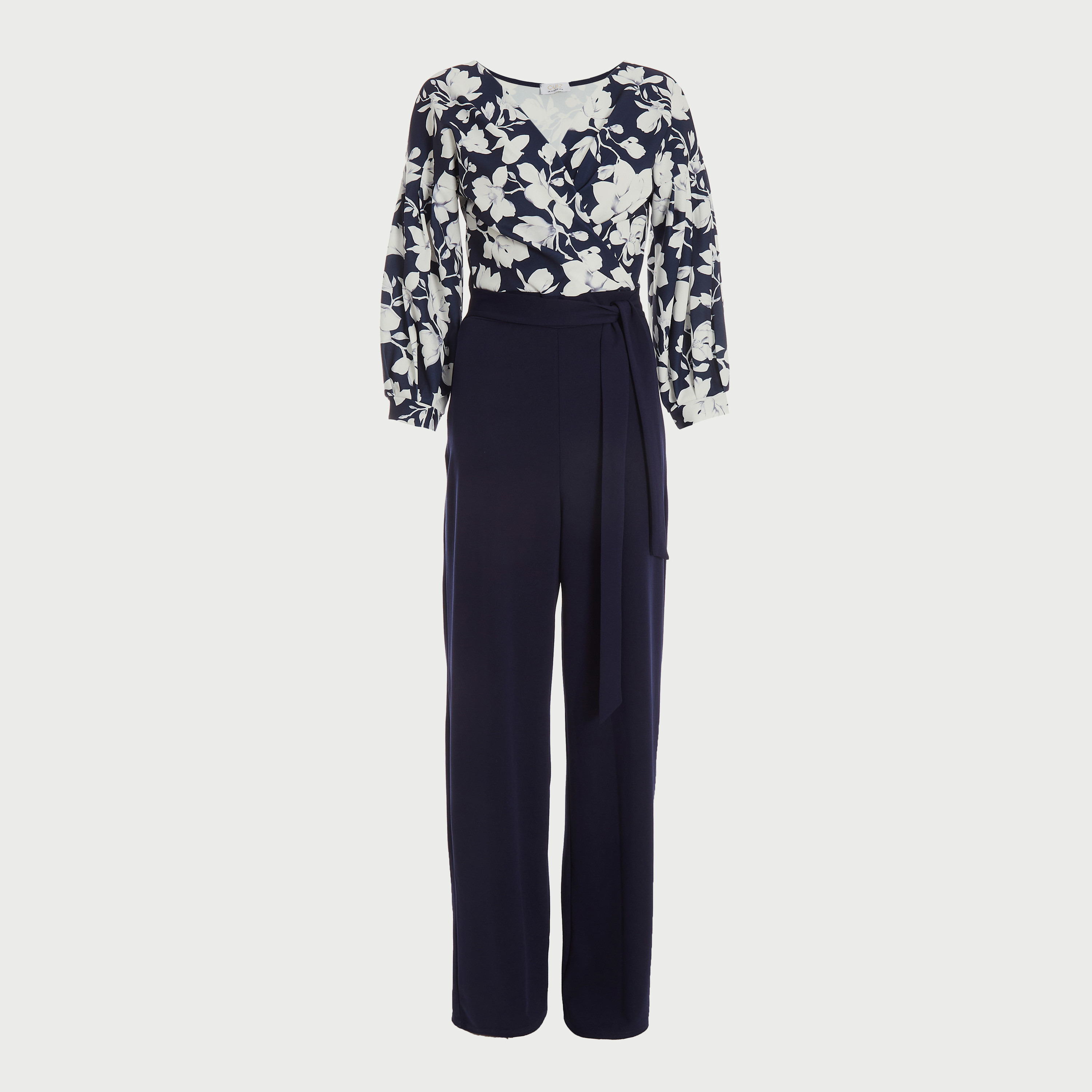 جمبسوت مطبوعة بالزهور برقبة على شكل V مع حزام الربط من كويز-women-clothing-jumpsuits-image-4