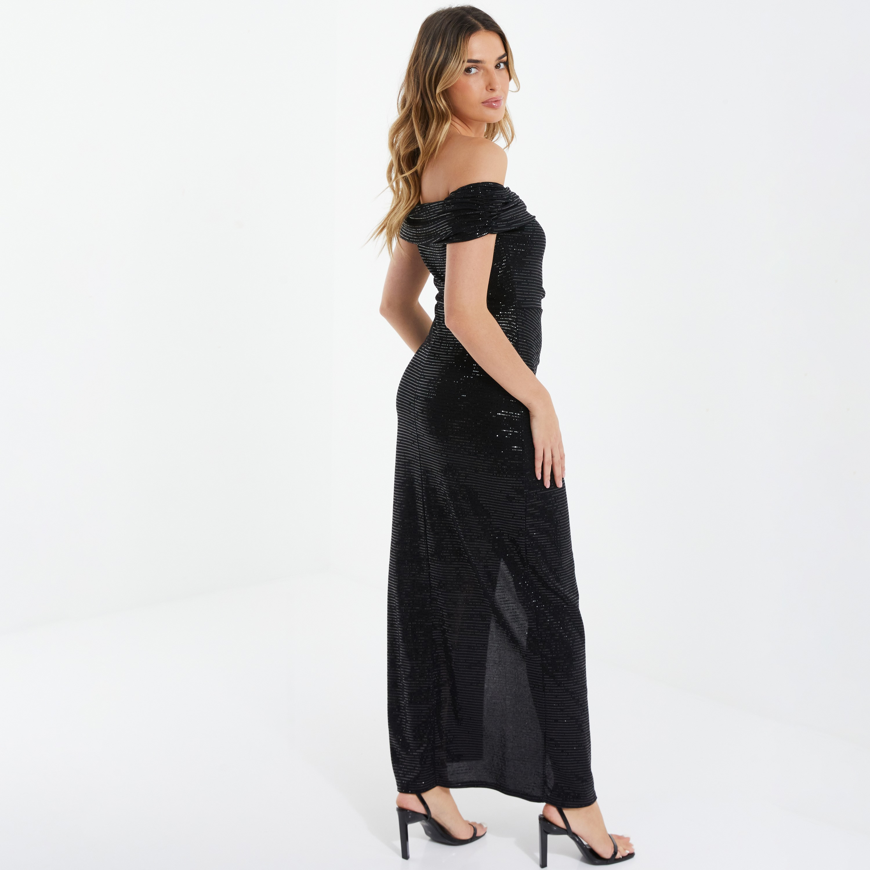 Quiz Sequins Bardot Neck Slit Maxi Dress-women-clothing-dresses-image-3