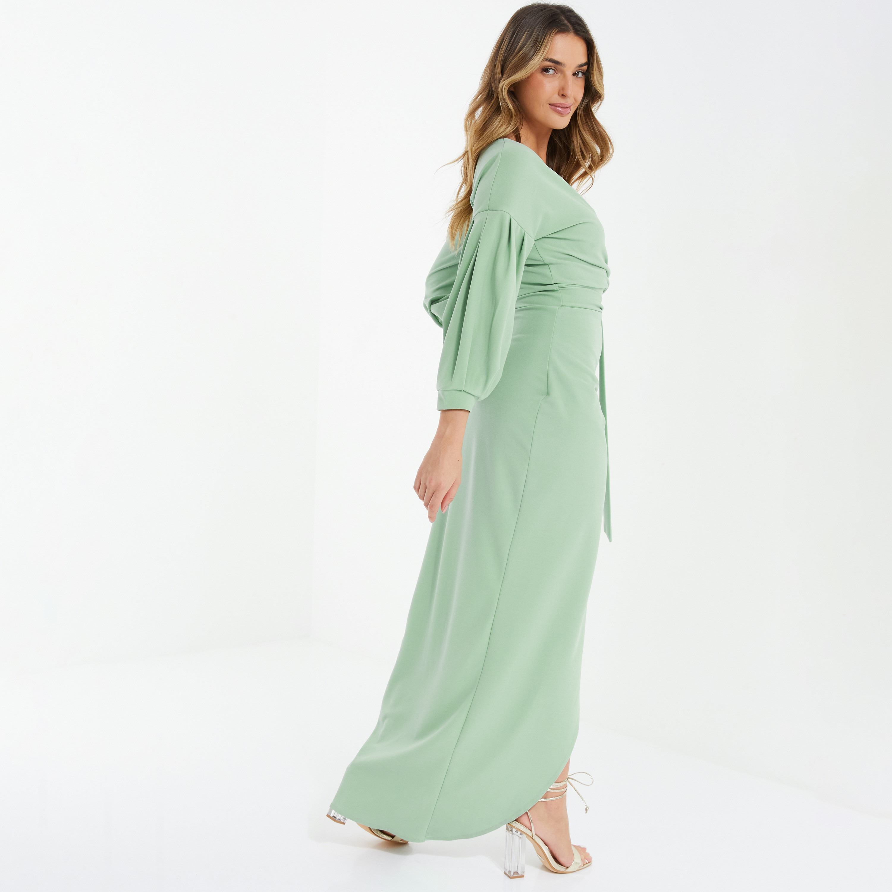Quiz Plain V-Neck Wrap Maxi Dress-women-clothing-dresses-image-3
