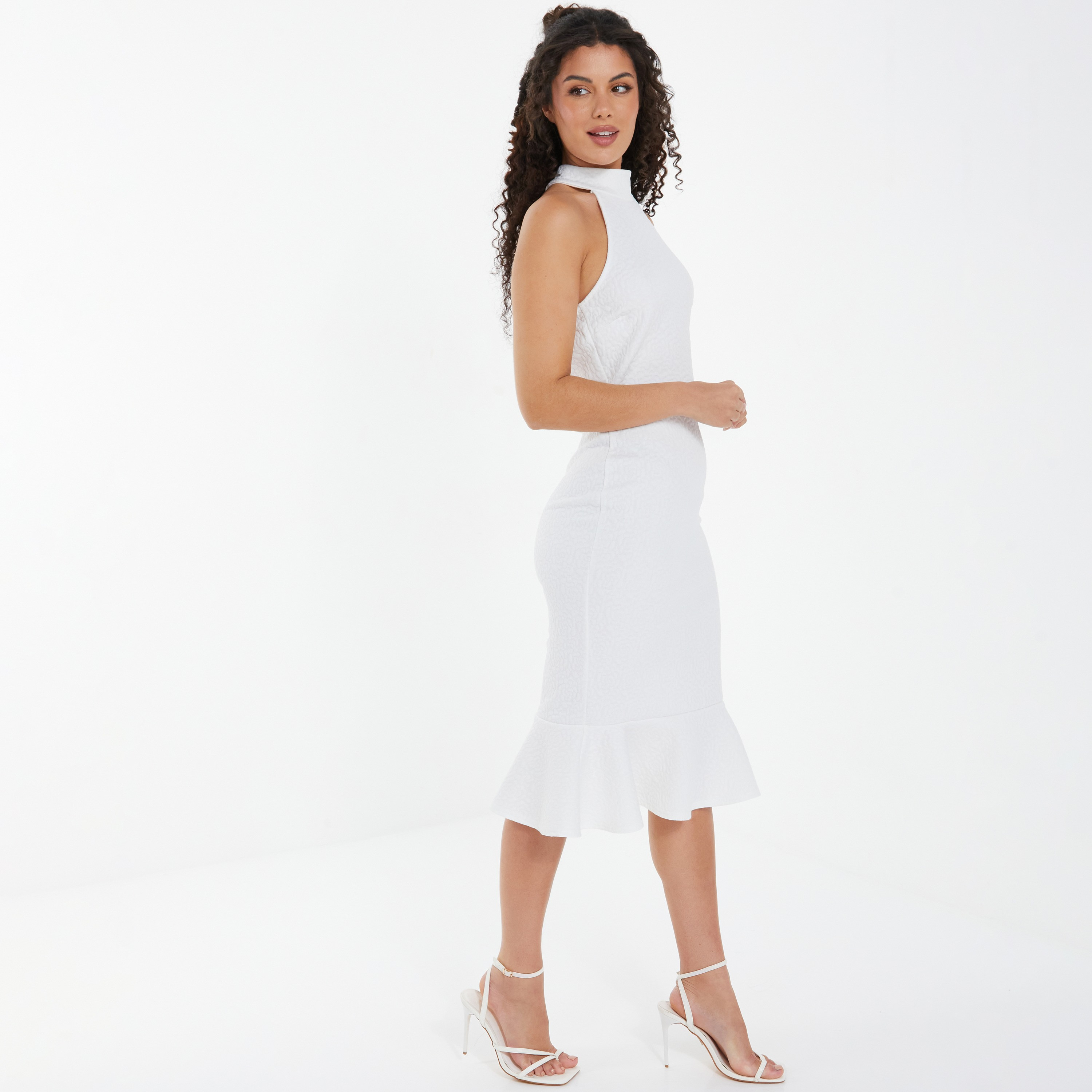 فستان متوسط الطول مزخرفة بالرسن الرقبة من كويز-women-clothing-dresses-image-2