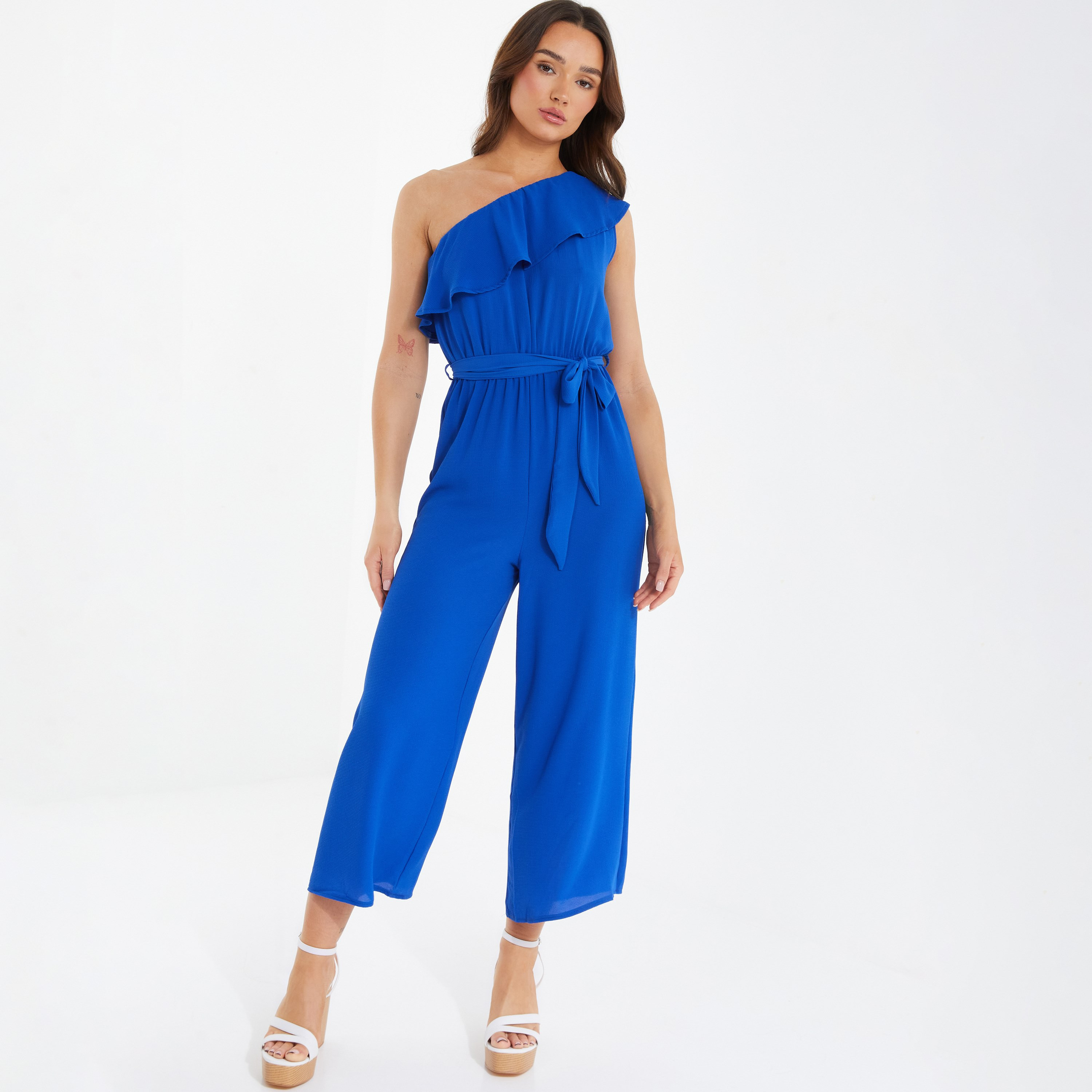 Quiz Plain Asymmetric Jumpsuit with Tie Belt-women-clothing-jumpsuits-image-1