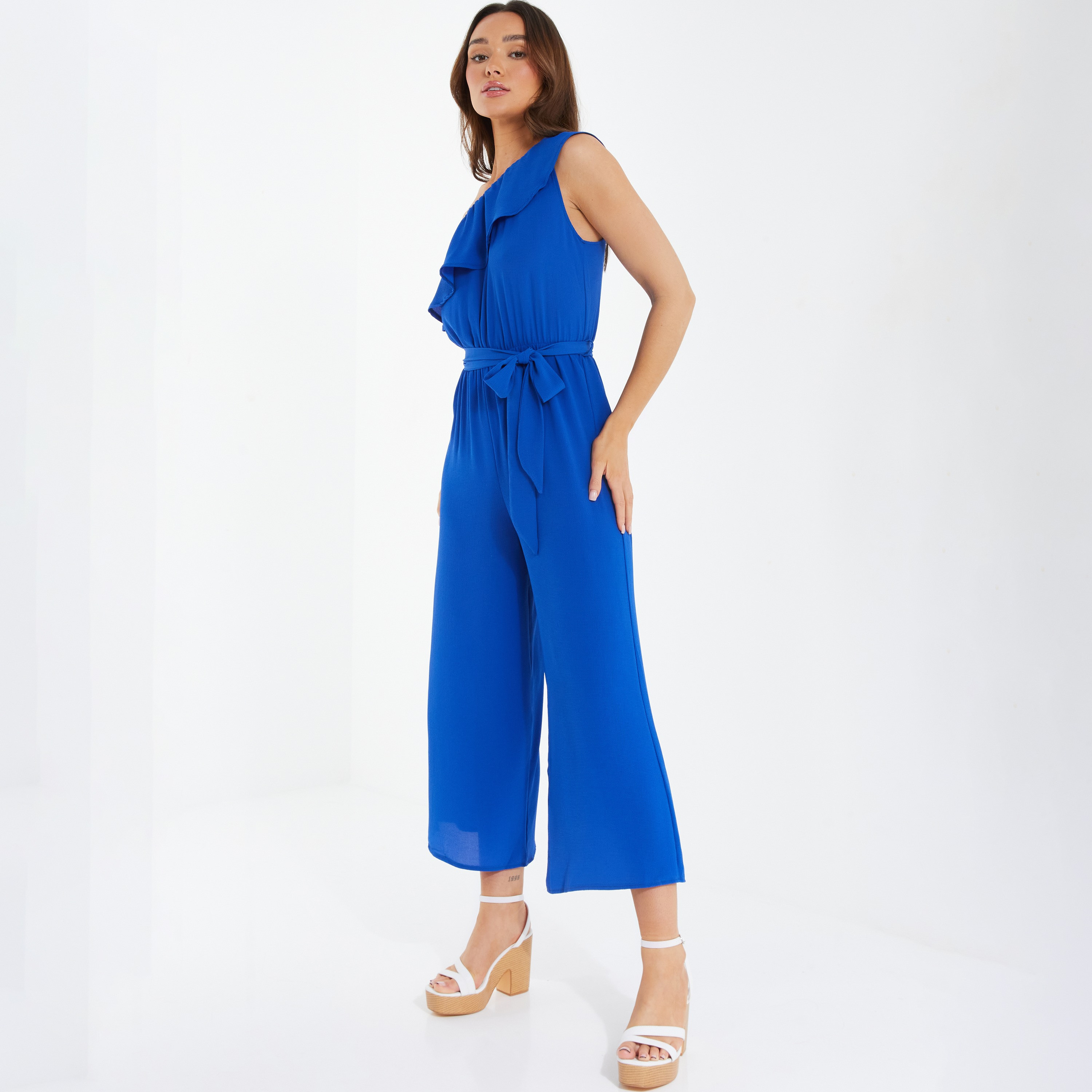 Quiz Plain Asymmetric Jumpsuit with Tie Belt-women-clothing-jumpsuits-image-2